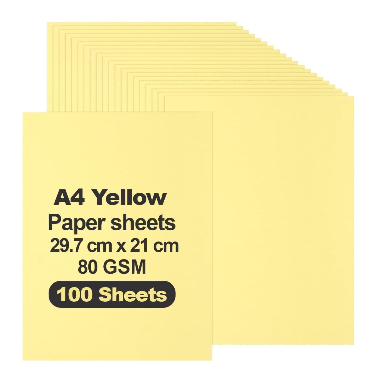 MARKQ Yellow Colored Paper, 100 Sheets A4 Color Paper sheets for Decorating Drawing Origami DIY Arts and Crafts, 80gsm 29.7 cm x 21 cm