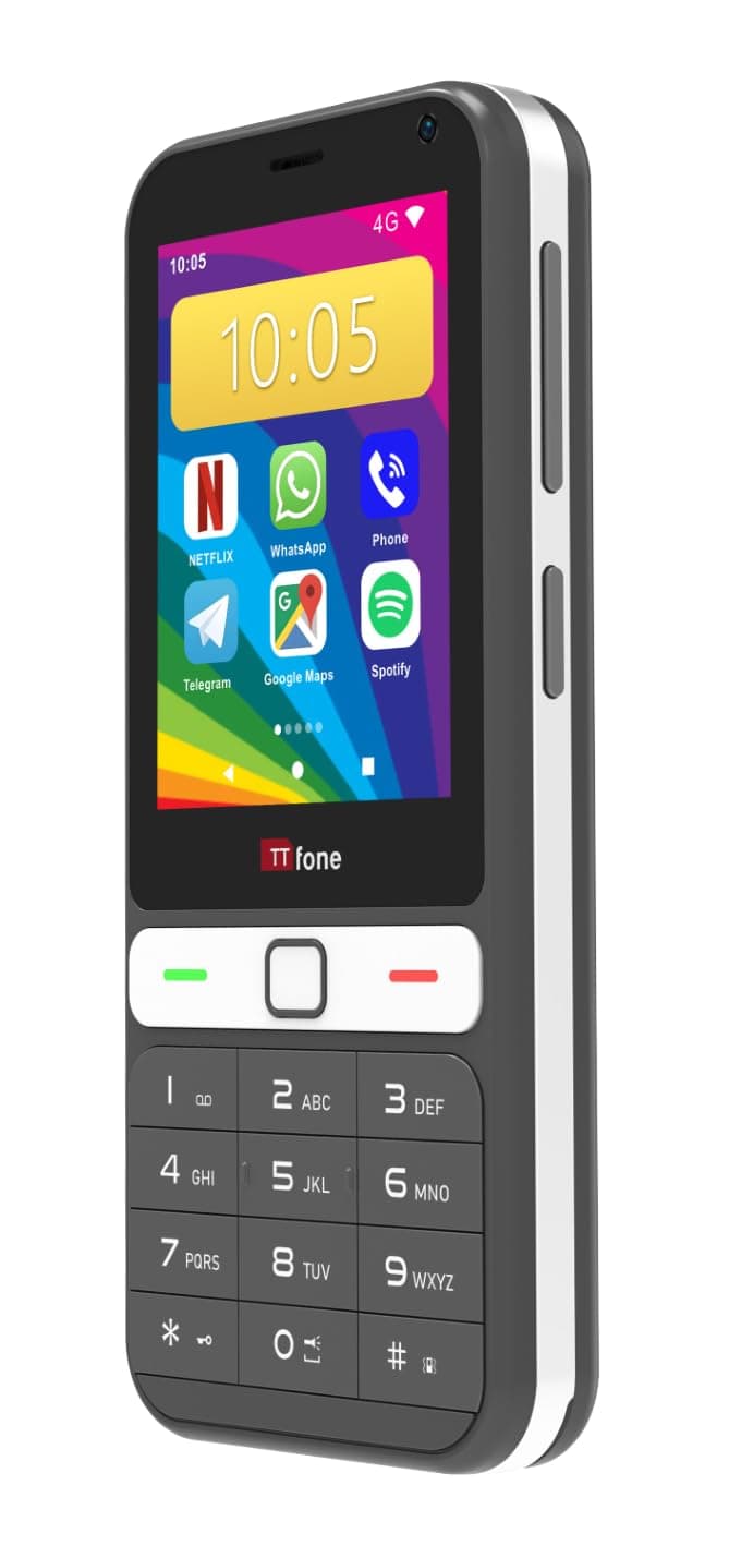 TTfone TT280 – Simple 4G Dual SIM Bar Phone with Android, 2.8" Touchscreen, Keypad, 2MP Camera, USB-C - Easy to Use Unlocked Mobile (with USB Cable)