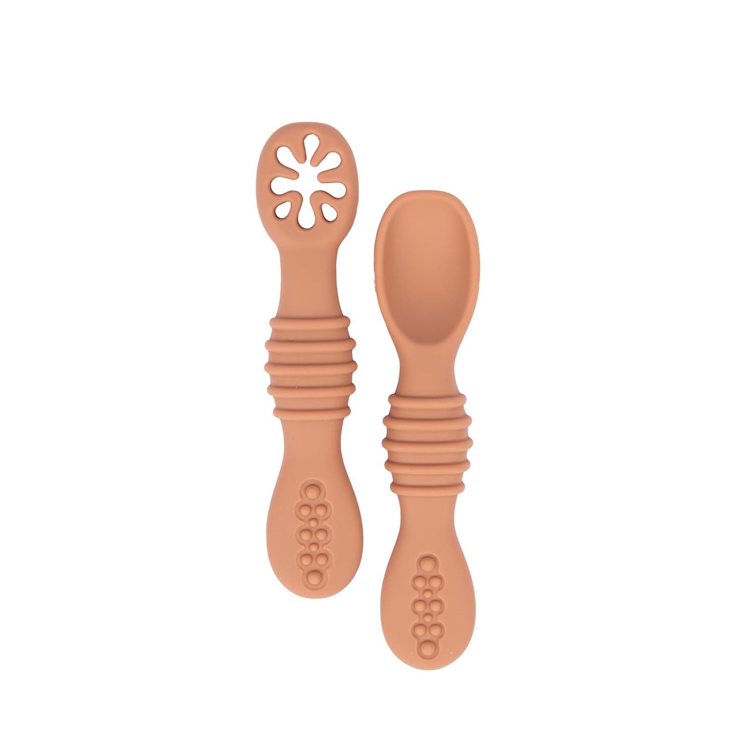 BabiesBasic Soft Tip BPA Free Silicone First Stage Training Spoon with Masher- Blush