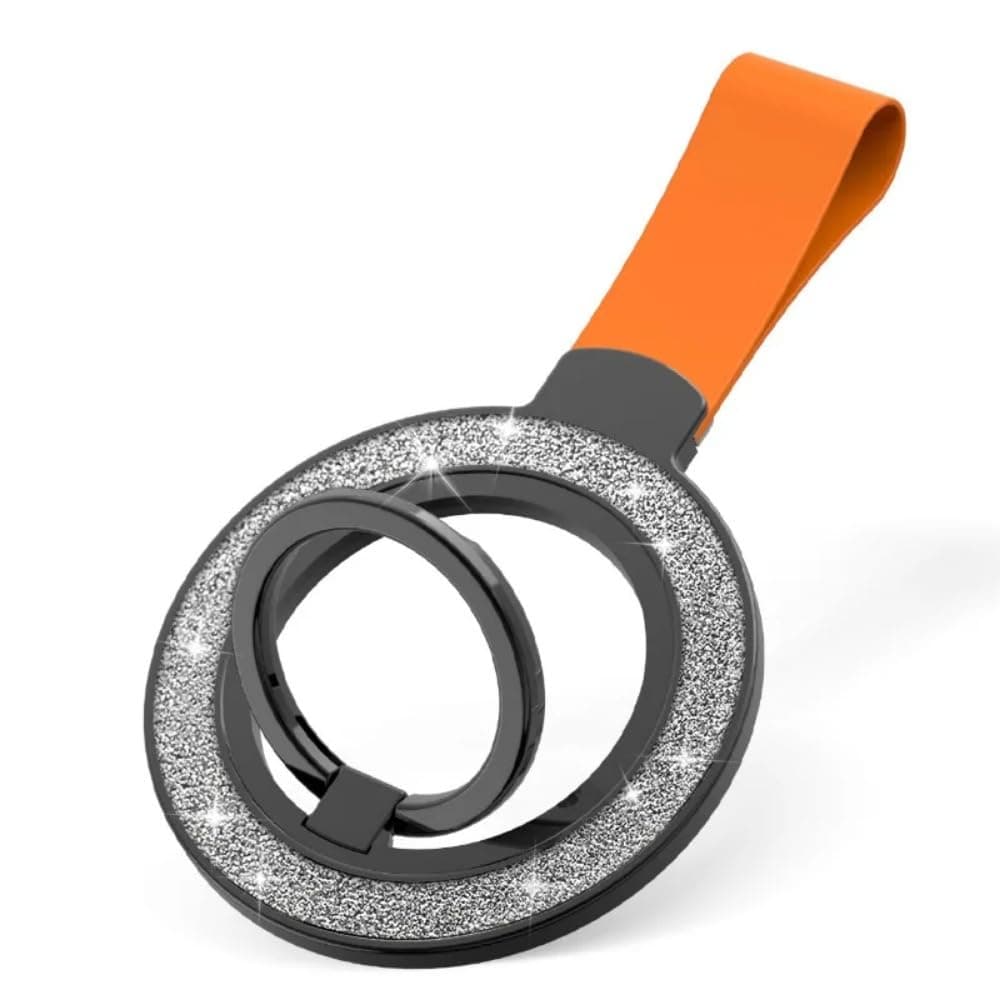 حامل هاتف بحلقة إصبع مغناطيسية مزدوجة الجوانب، حامل هاتف لامع يدور 360 درجة لهاتف Phone15 16 Universal,Orange