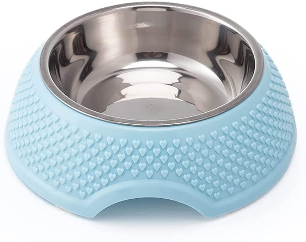 Pet Dog Water and Food Feeding Bowl Anti-slip Slip Resistant Rubber Base Pet Feeder for Your Dogs or Cats (Blue)