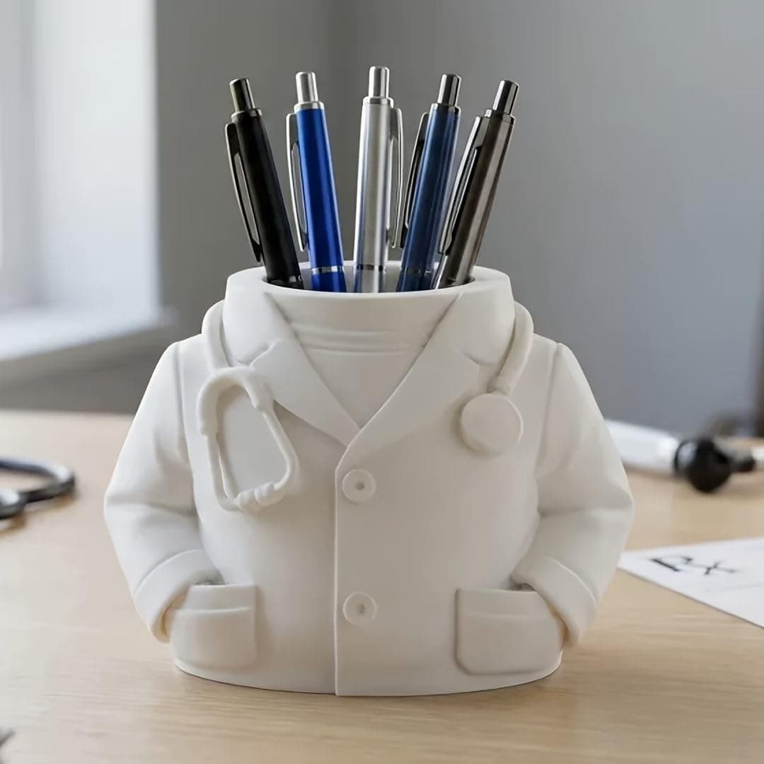 Creative Desk Organizer,Doctor Coat Shaped Pen Holder,Desk Organizers for Office Home Supplies,Male