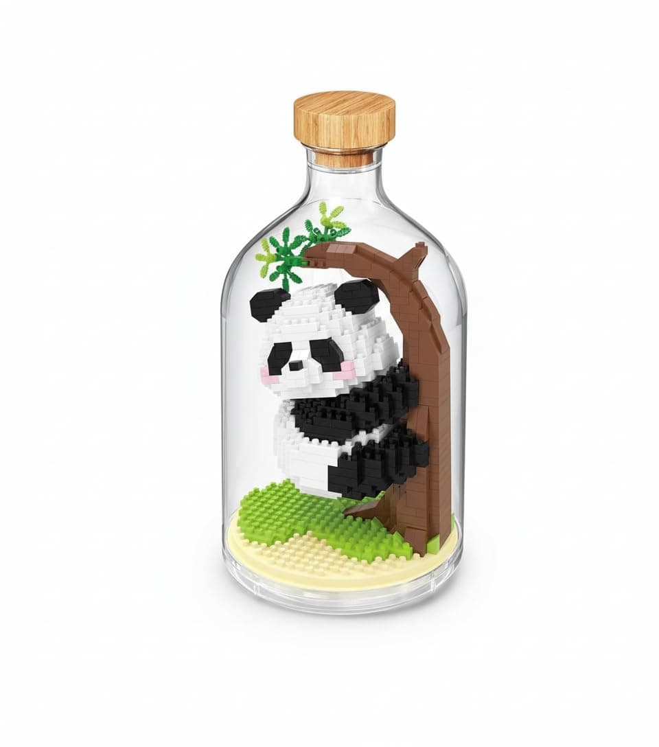 Micro Building Blocks Set for Home & Office Decor, Challenging DIY Cute Panda Animal Model Kit, Collectible Miniature Figurines Gift for Adults Teens
