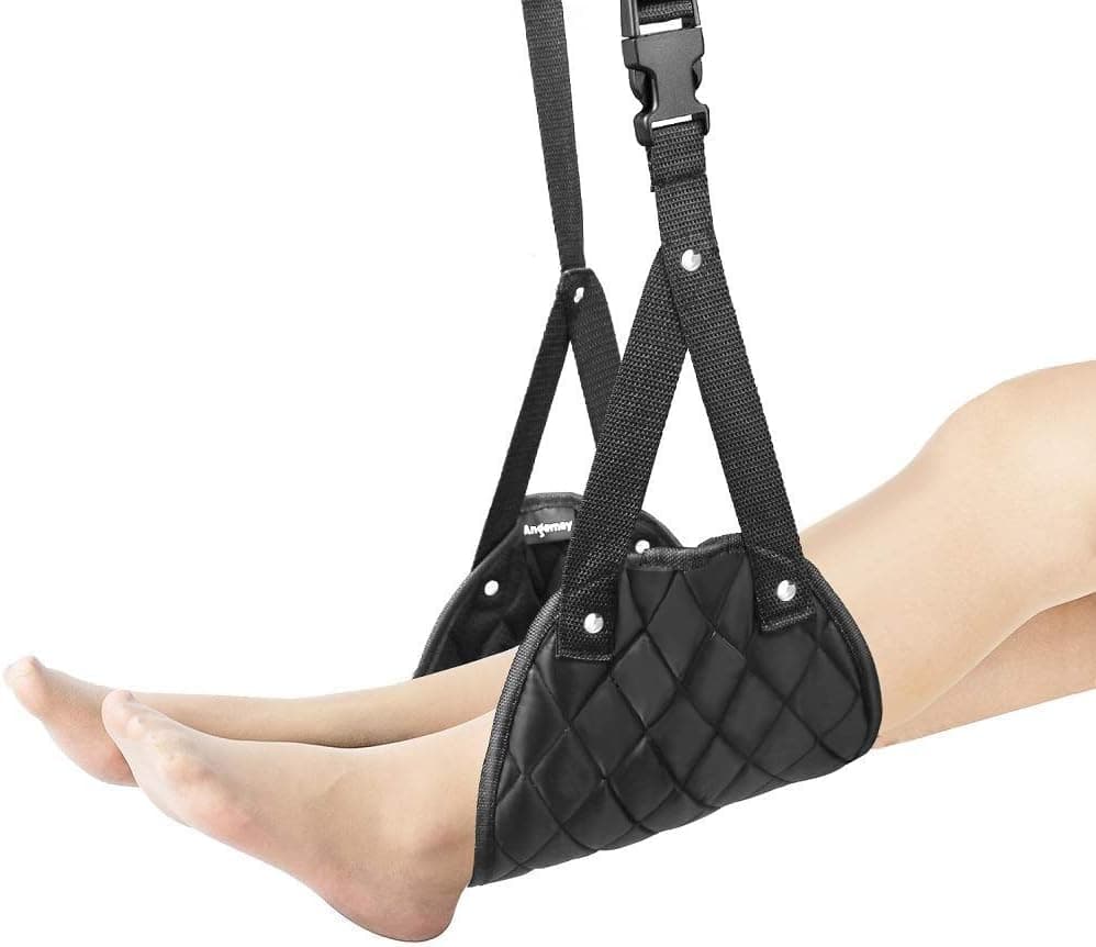 Bolivia's Airplane Footrest, Adjustable Travel Foot Hammock with Memory Foam and Flannelette, Portable Footrest for Long Flights and Office Use, Reducing Leg Fatigue and Swelling during Travel