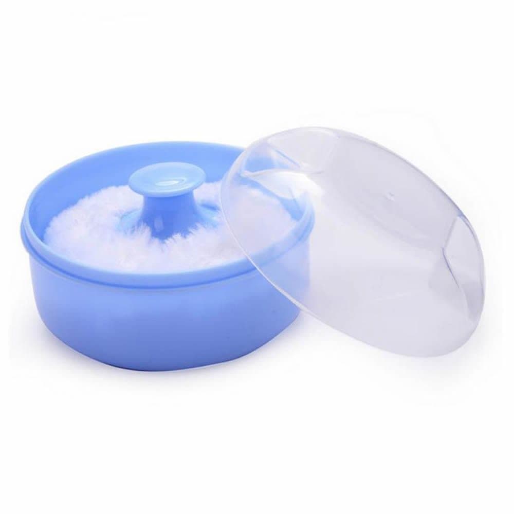 gootrades Baby Soft Face Body Cosmetic Powder Puff Sponge Box Case Container (Blue)