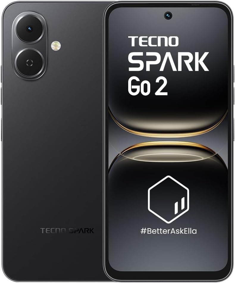 TECNO Spark Go 2, 6.67" 120Hz Display, 13MP Camera, 5000mAh Battery, 4GB+256GB, IP64 Water Resistant, 4G Dual SIM, Ink Black