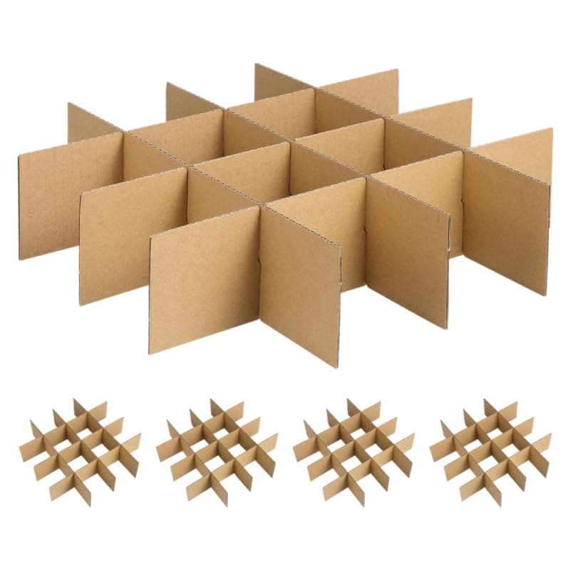 PRETYZOOM 30 pcs Box Dividers Cardboard Glassware Separators Inserts for Packing Cups and Bottles Moving Boxes Shipping Protection Beige 13.19 x 13.19 x 0.12 inch