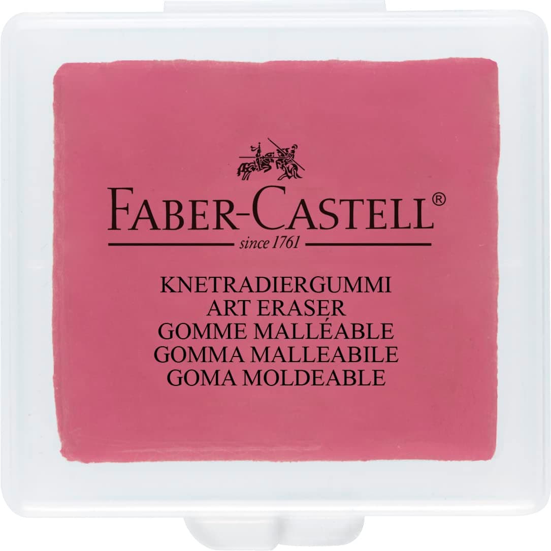 Faber-Castell Art Eraser 127321 Kneading Eraser in Plastic Box, 1 Piece, Yellow, Red, Blue Assorted