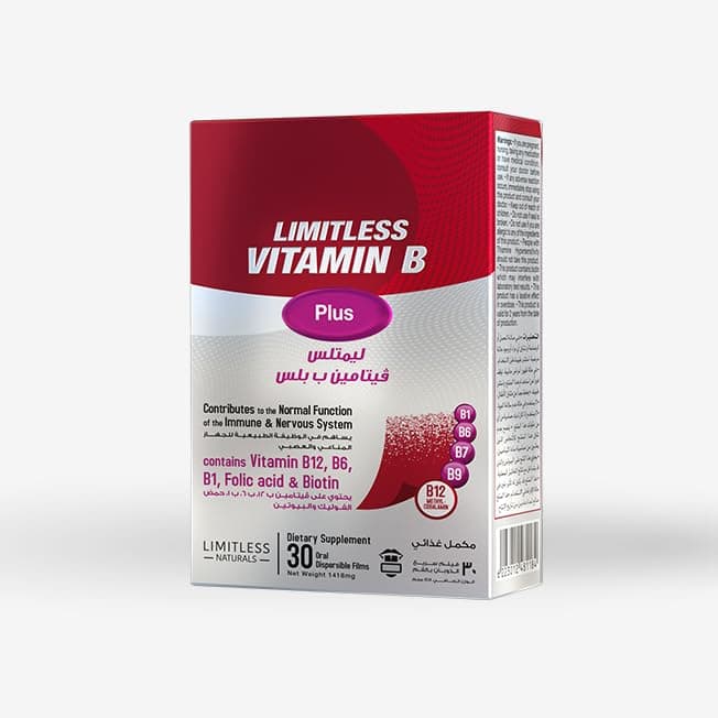 Limitless Vitamin B Plus – 30 Oral Dissolving Films – Methylcobalamin, Folic Acid, B1, B6 & Biotin – Energy, Immunity & Nervous System Support