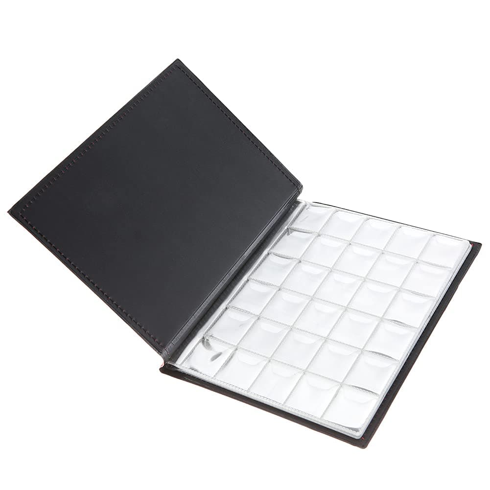 Generic 250 Pockets World Coin Storage Folder, 10 Pages Coin Album Money Collecting Holder Book for Caps Tokens Medallions Badges, Large Capacity Display Black (Red)