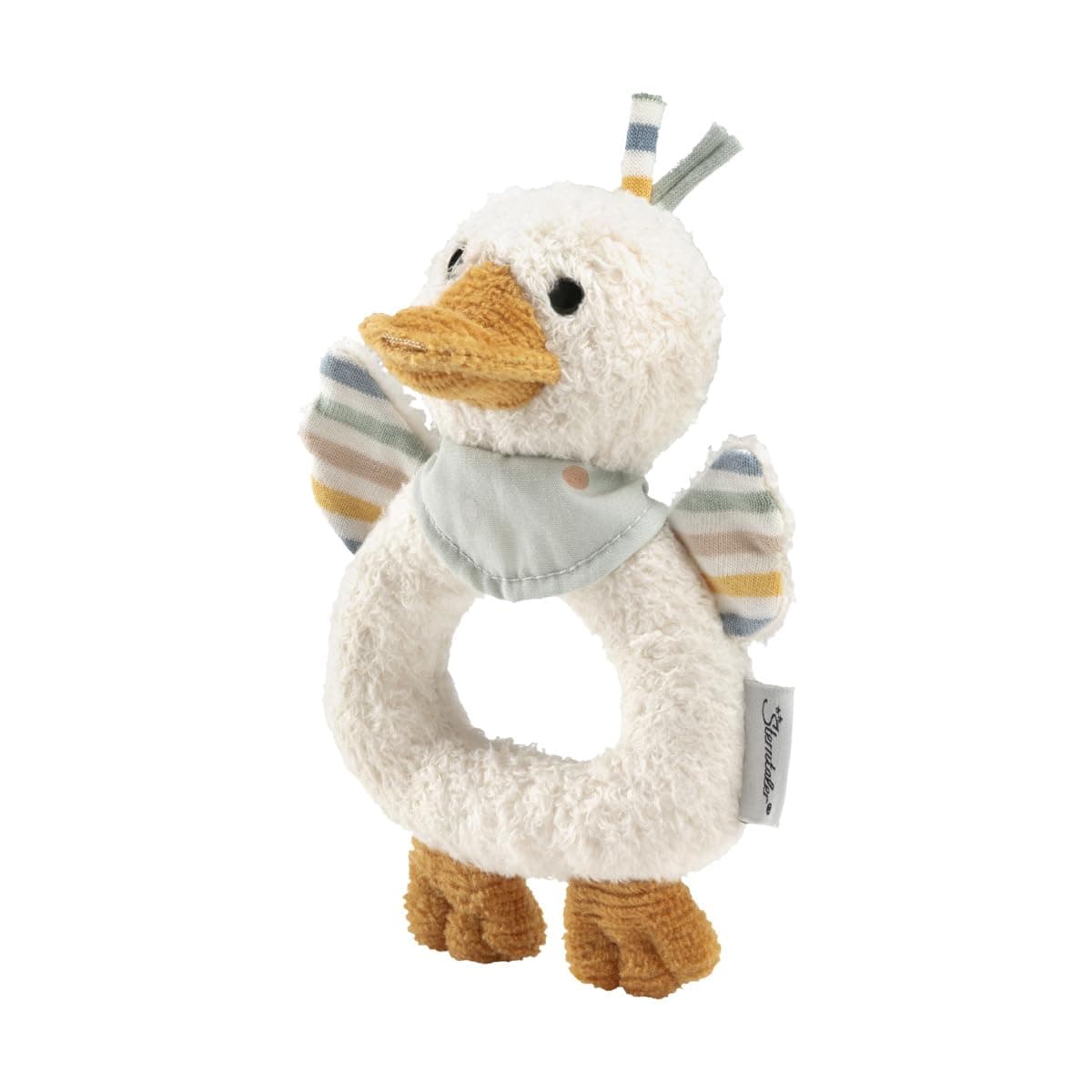 Edda Lou Cuddly Toy Duck Made of Fluffy Fabric with Rattle for Boys and Girls