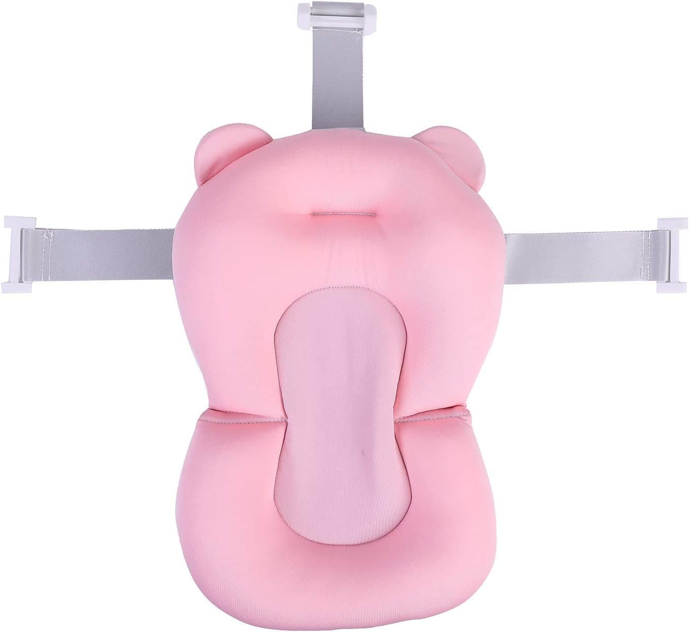 Baby Bath Pad, Infant Bath Support Seat Cushion, Soft Adjustable Non-Slip Baby Bath Pillow for Bathtub Tub Seat Mat for New Born, 0-12 Months (Pink)