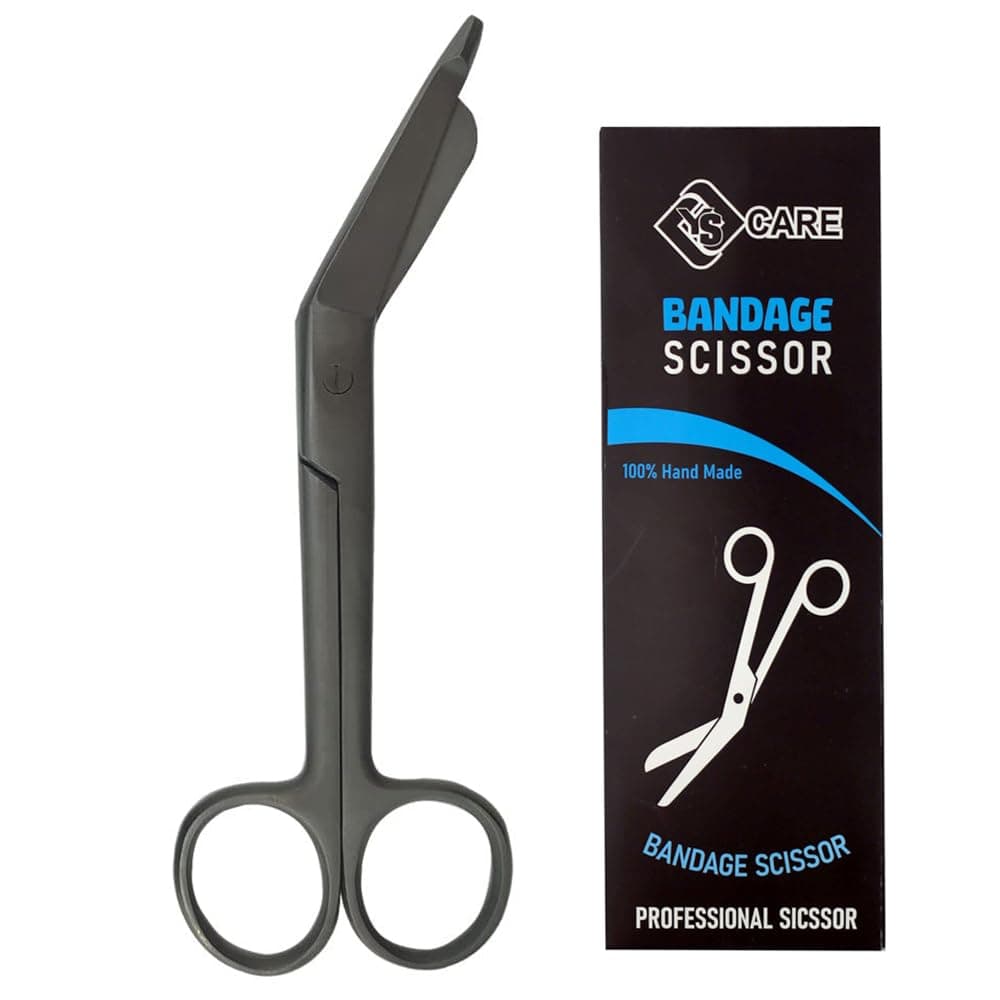 YSCARE Bandage Dressing Scissors stainless Steel First Aid Utility Lister Bandage Student Nurse Dissection Scissors Dressing Tools (Black color, 6.5")