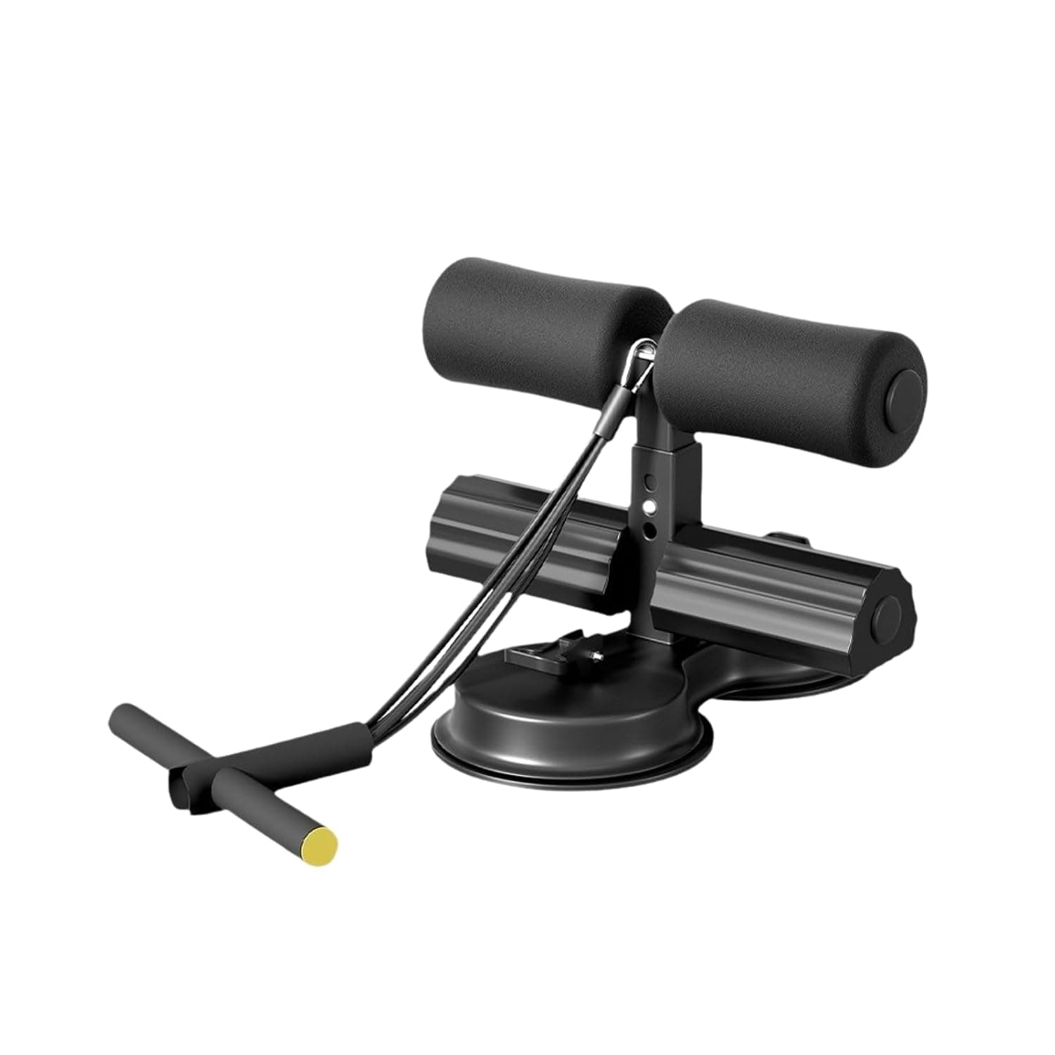 Portable Adjustable Double Self-Suction Sit-Up Bar With Foam Handle and Rubber Suction Seat Up Fitness Equipment Sit-ups for Floor, with Tension Rope, Abdominal Curl Exercise Home Gym