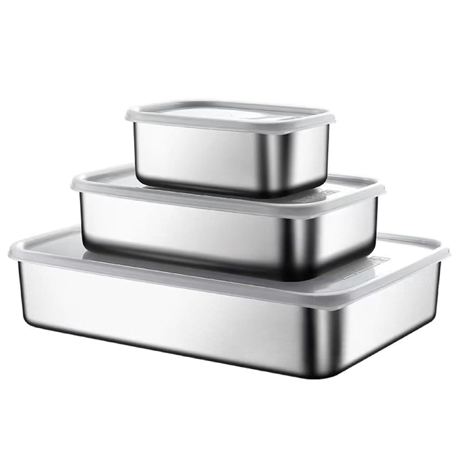 3Pcs Stainless Steel Food Storage Containersl Set 304 Lunch Box for Kitchen Meal Prep Freezer Fridge Oven Reusable Metal Lunch Bento Box Set 600ml/1200ml/2400ml