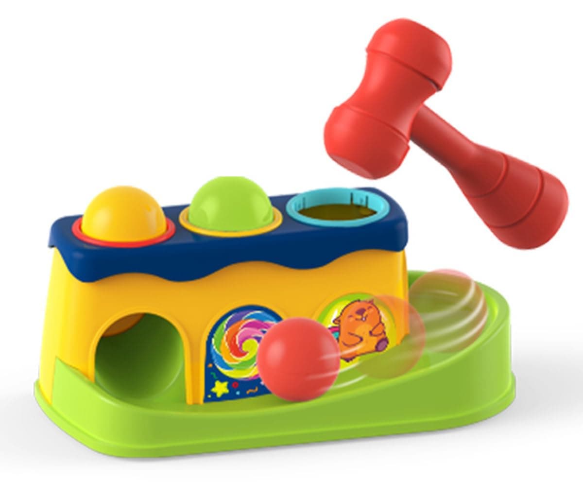 ECVV Hammer and Ball Drop Toys Early Developmental Hammer Montessori Toys Educational Fun Learning Ball Gift Toys for Babies & Toddlers