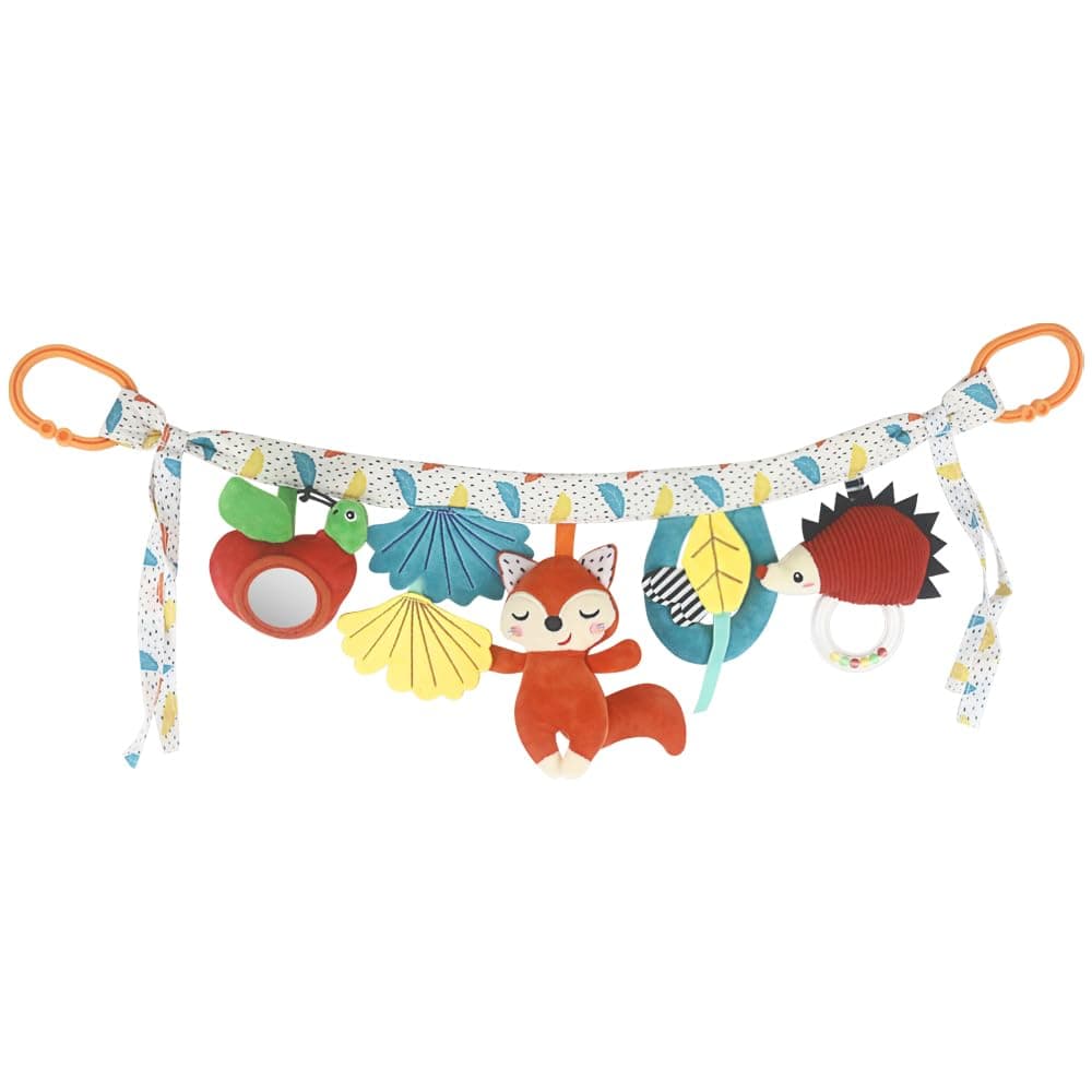 Baby Pram mobile chain toy, Crib Hanging Toys with Colourful Plush Animal Cot Rail Decor (Fox)