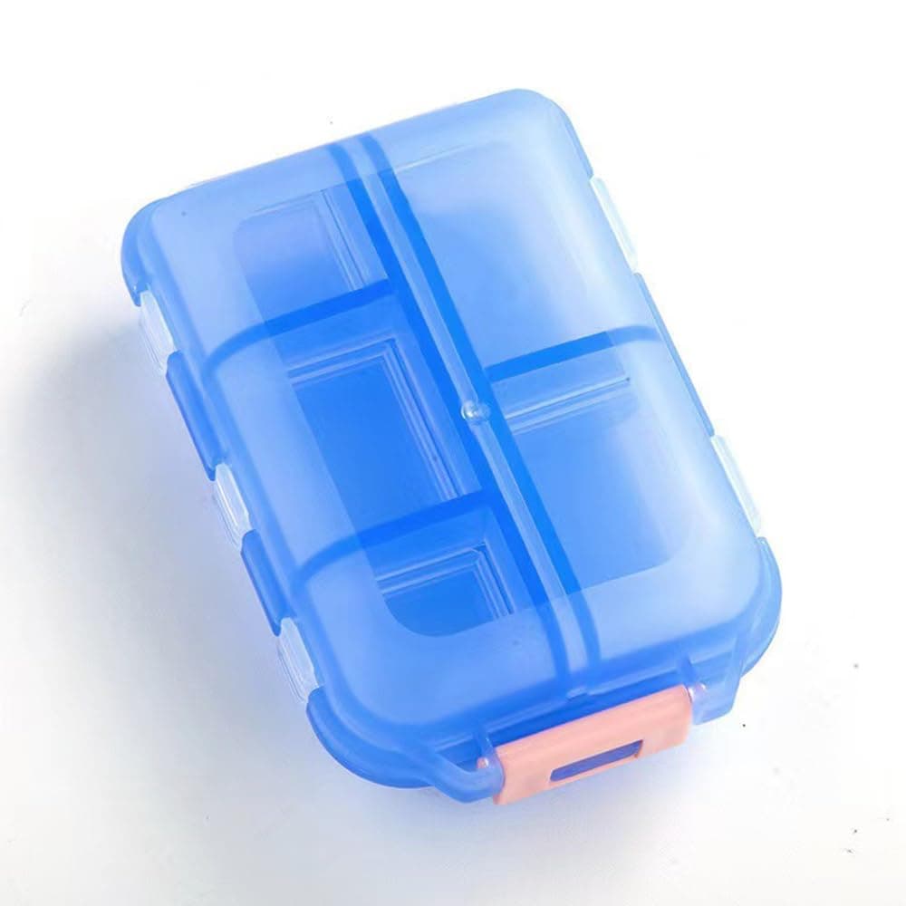 10 Grid Pill Organizer Compact Daily Portable Travel Storage Case with Labels for Vitamin Supplement Carrying Blue 1 Pack