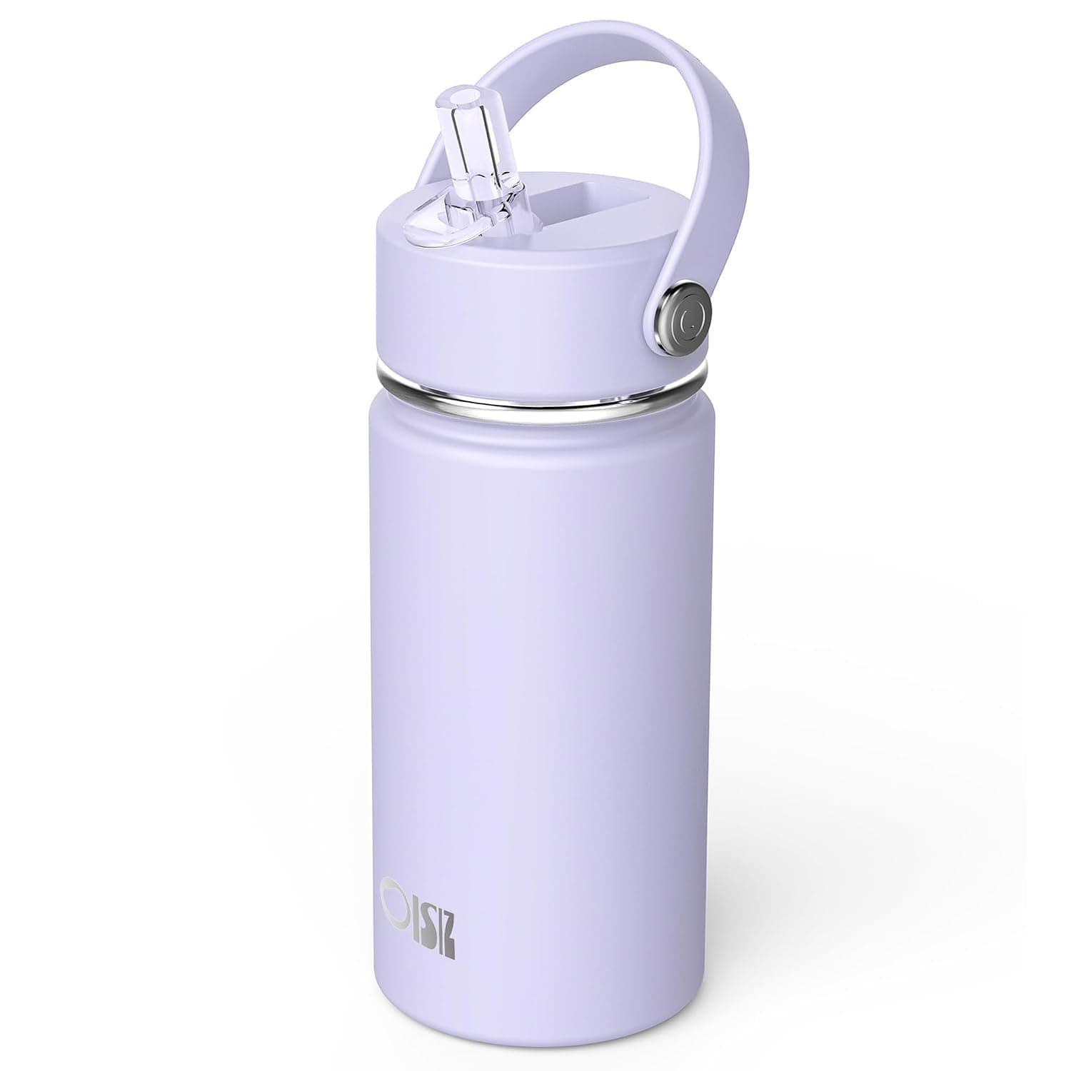 OISIZ Kids Water Bottle with Straw Lid 14oz/400 ml, Vacuum Insulated 316 Stainless Steel Water Bottles for Kids for School, Leakproof Water Bottle, BPA Free and Keep Cold for 24 Hours,Purple
