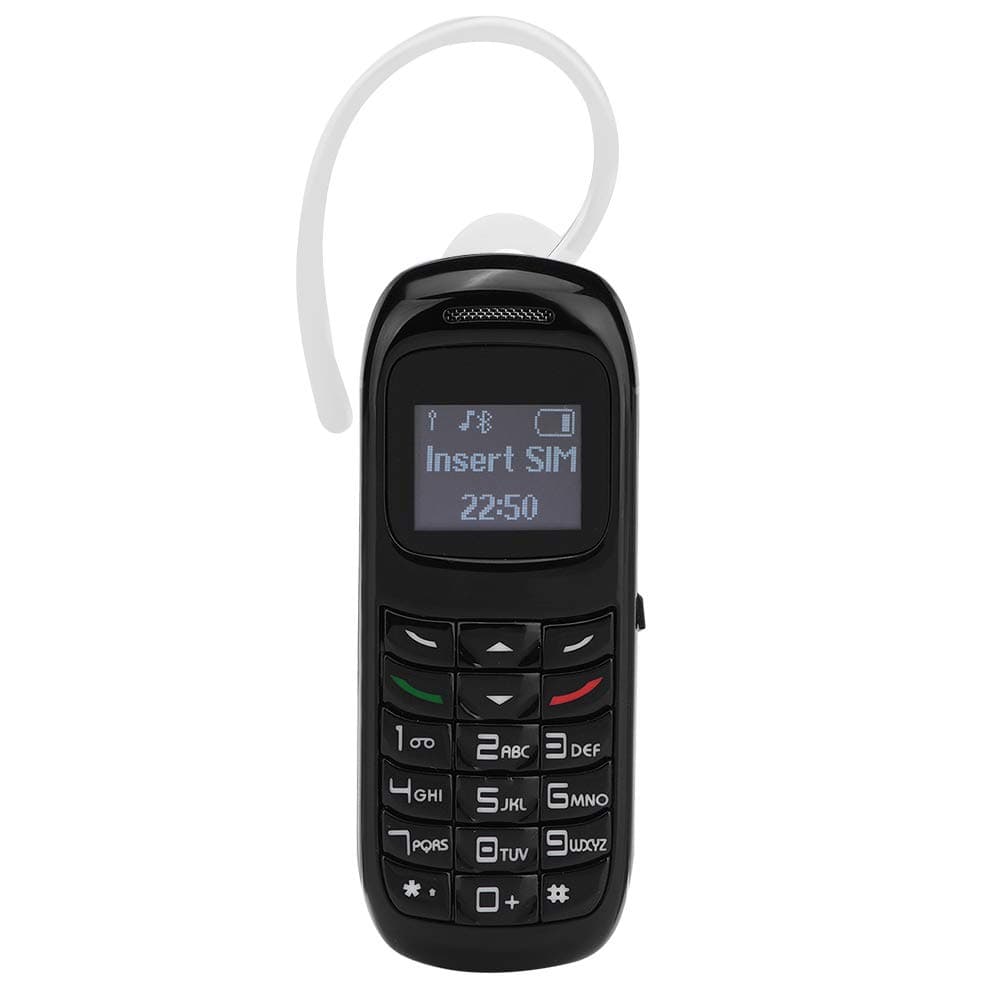 Mini Mobile Phone Bluetooth Dialer Headset Cellphone Low Radiation Earphone Ear Hook Support SIM/ 7 Days Standby/ MP3 Function(Black)