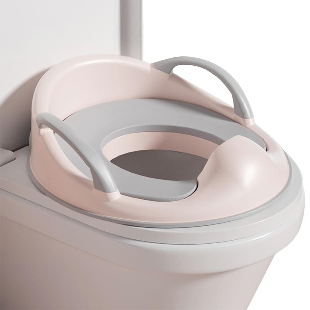 Potty Training Seat with Detachable Soft Cushion & Splash Guard, Fit Round Oval Toilet- مقعد نونية أطفال آمن مع وسادة قابلة للفصل | يناسب المراحيض البيضاوية (Pink)