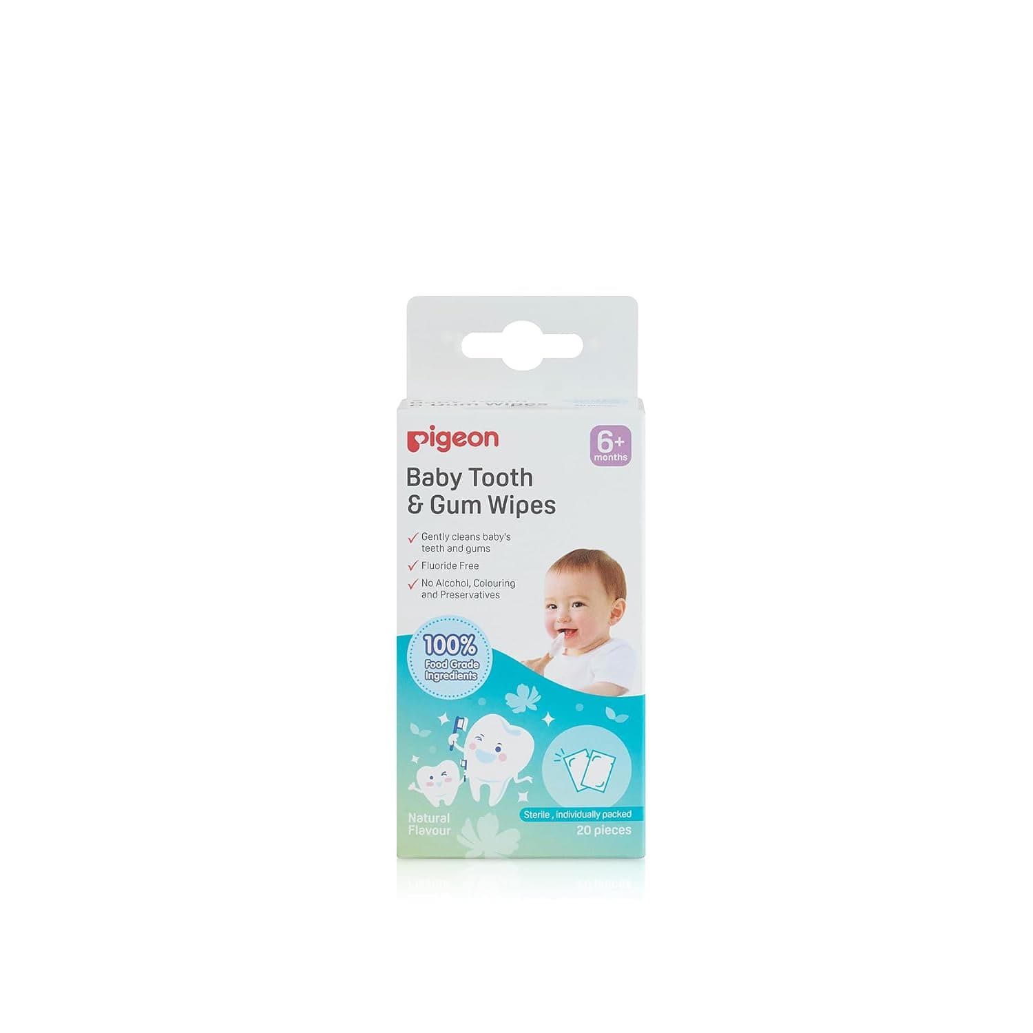 Pigeon Baby Tooth And Gum Wipes, 20 Pieces - Natural