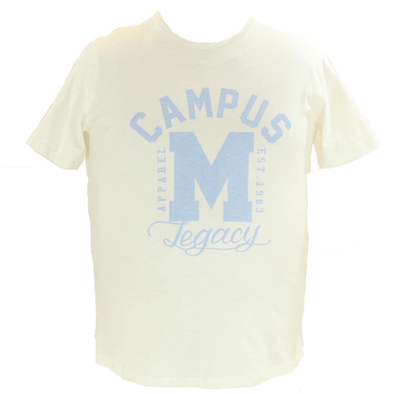 MAX..L Men's Big Size Crew Neck Graphic T-Shirt - 100% Cotton Regular Fit Printed Short Sleeve Summer Tee, Off-White- 104074046 6XL