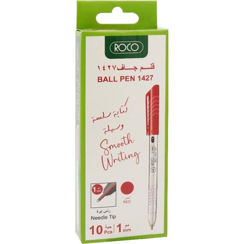Roco 1427 1mm Ballpoint Pen 10-Piece Set, Red