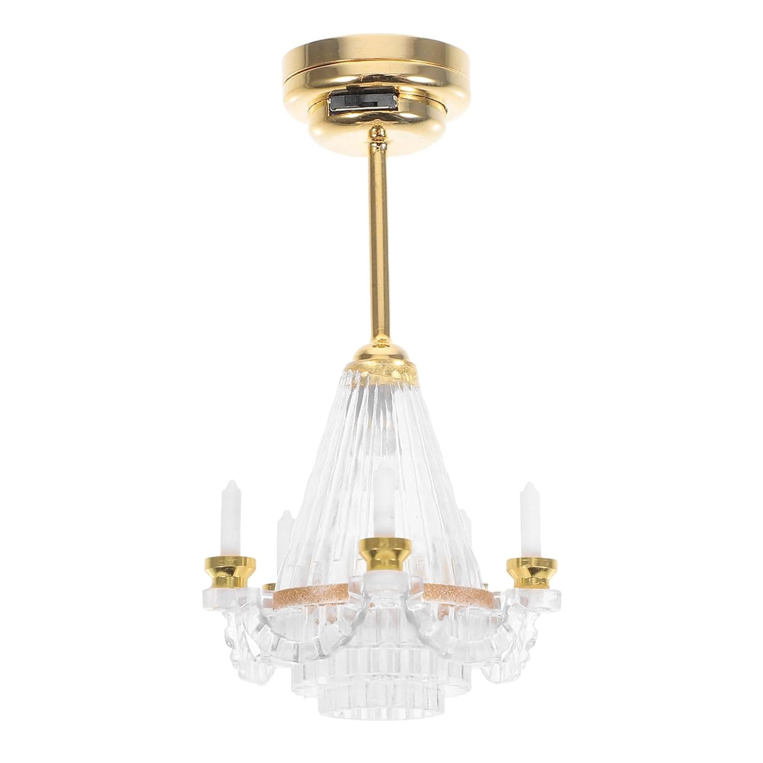 TOYANDONA Dollhouse Chandelier - 1/12 Scale Doll House Ceiling Lamp Miniature Dollhouse Lights Led Battery Operated for Doll House Decoration Accessories