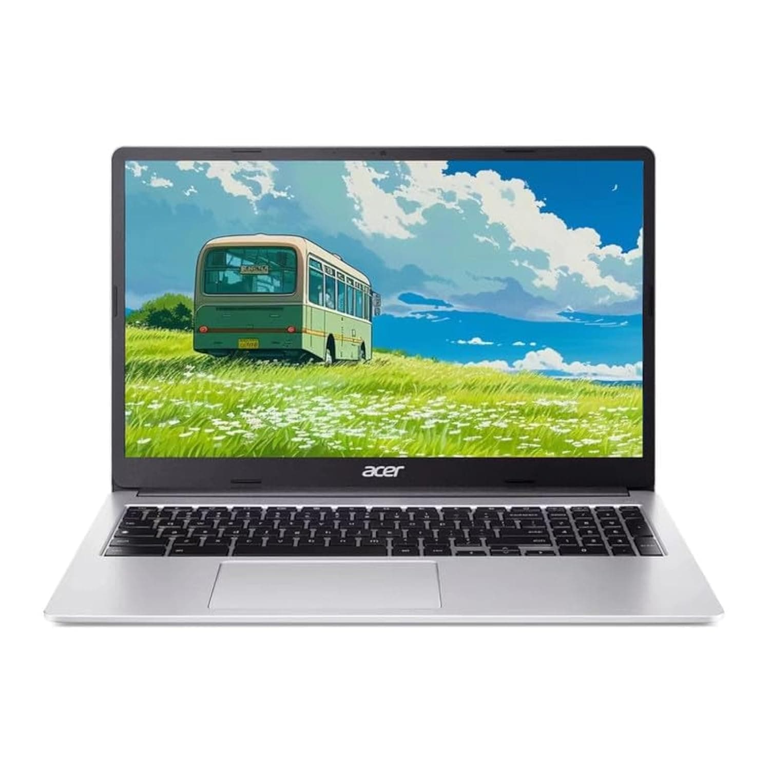 Acer Chromebook 315, 15.6" FHD Display Laptop, Intel Celeron N4500, 4GB RAM, 64GB eMMC, Webcam, Chrome OS, Pure Silver, Protective Sleeve Included, TWE 64GB SD Card
