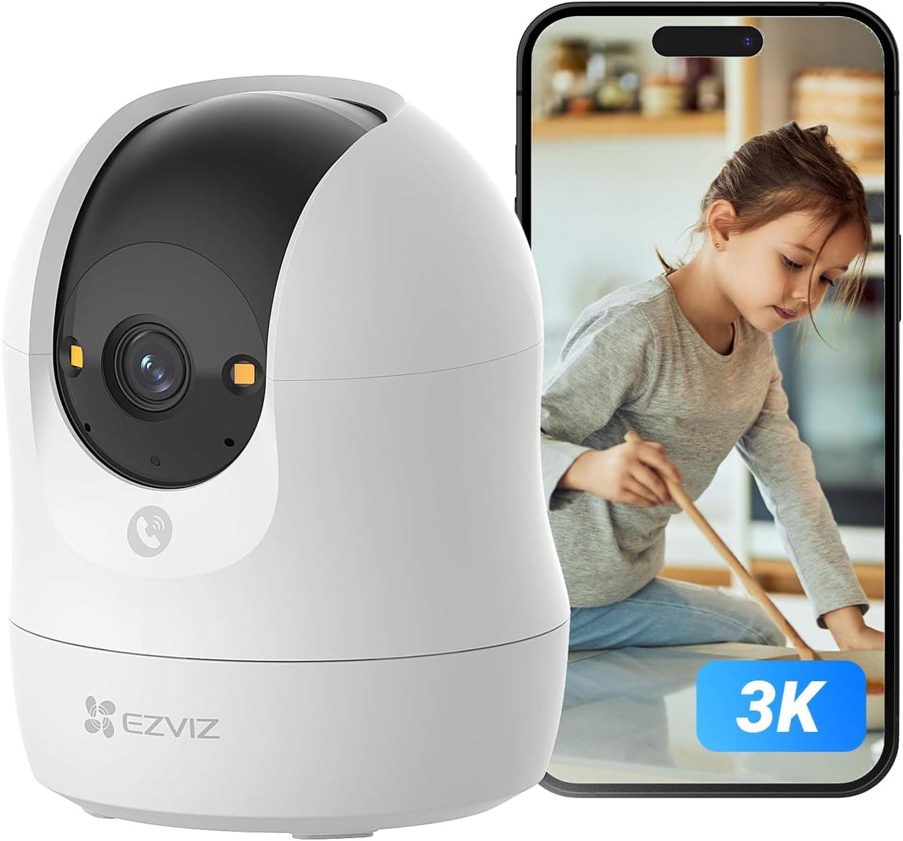 EZVIZ C6N G1 Security Camera, 3K/5MP New Indoor Camera with 360° View, WiFi Camera, Smart Color Night Vision, Human Detection, Auto-Zoom Tracking, Two Way Calling with Touch Button, Auto-Patrol Mode | Baby Camera with WiFi 2.4Ghz, Human Detection, Color Night Vision with WDR, Auto-Zoom Tracking, Two-Way Audio