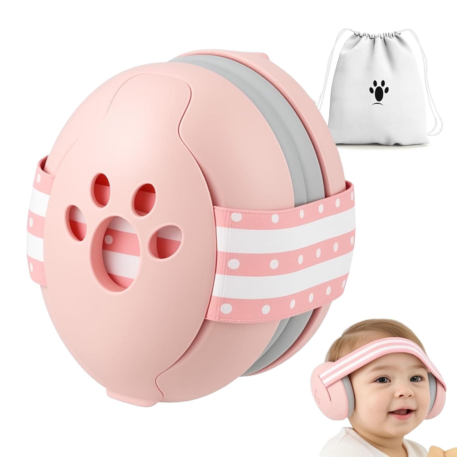 Baby Ear Muffs Noise Protection for Infant and Babies Up to 36 Months - Noise Cancelling Headphones for Ear Protection, Sleep, Travel Baby Essentials, Pink, One Size