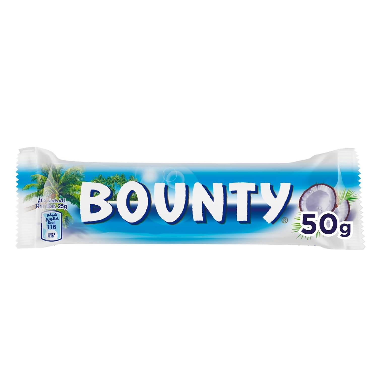 Bounty Chocolate 50g, Chocolate Bar with Milky, Tender and Moist Coconuts For a Creamy Texture, Exotic Taste