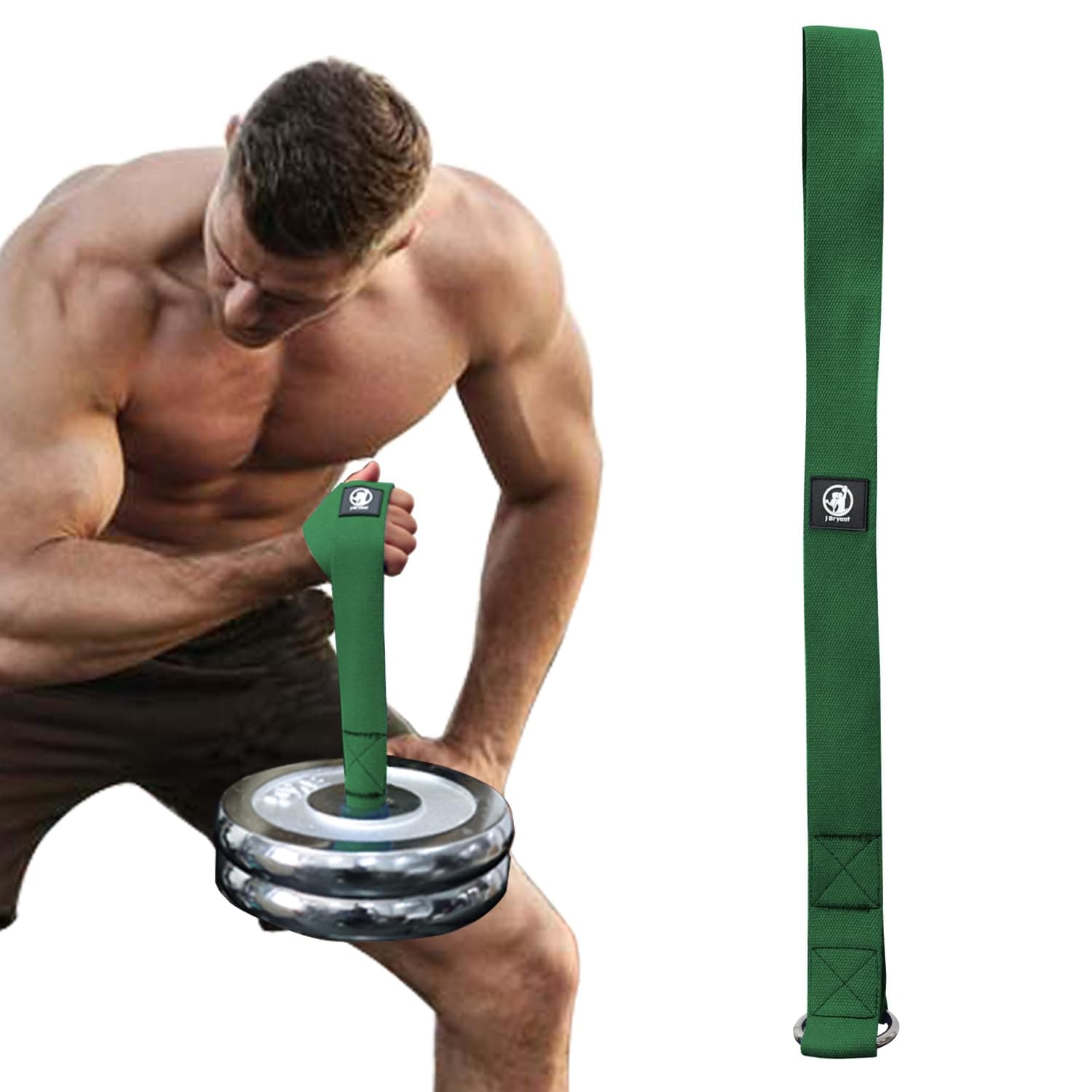 J Bryant Arm Wrestling Training Strap Belt Hand Grip- Ideal for Wrist Forearm and Biceps Workouts Multifunctional Home Gym Fitness Equipment Compatible with 1 inch and 2 inches Barbell Plates