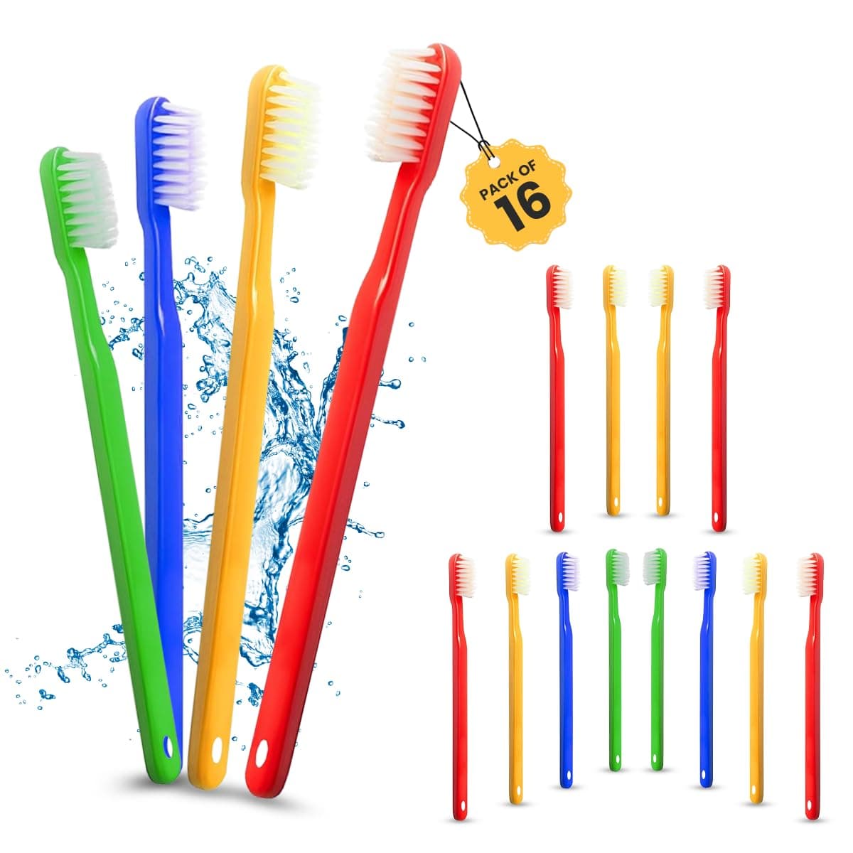 18 Pre-Stick Disposable Toothbrushes | Pre-Stick Soft Bristle Toothbrush for Dental Care and Oral Hygiene | Individually Wrapped Toothbrush Pack for Adults