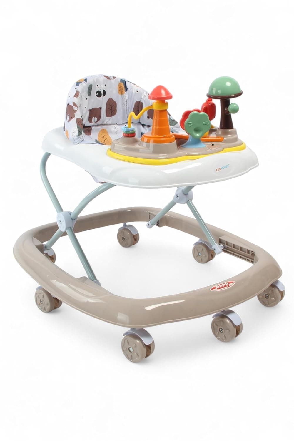Baby Walker with Adjustable Height, Foldable Walker, 6-18 Months (Grey)