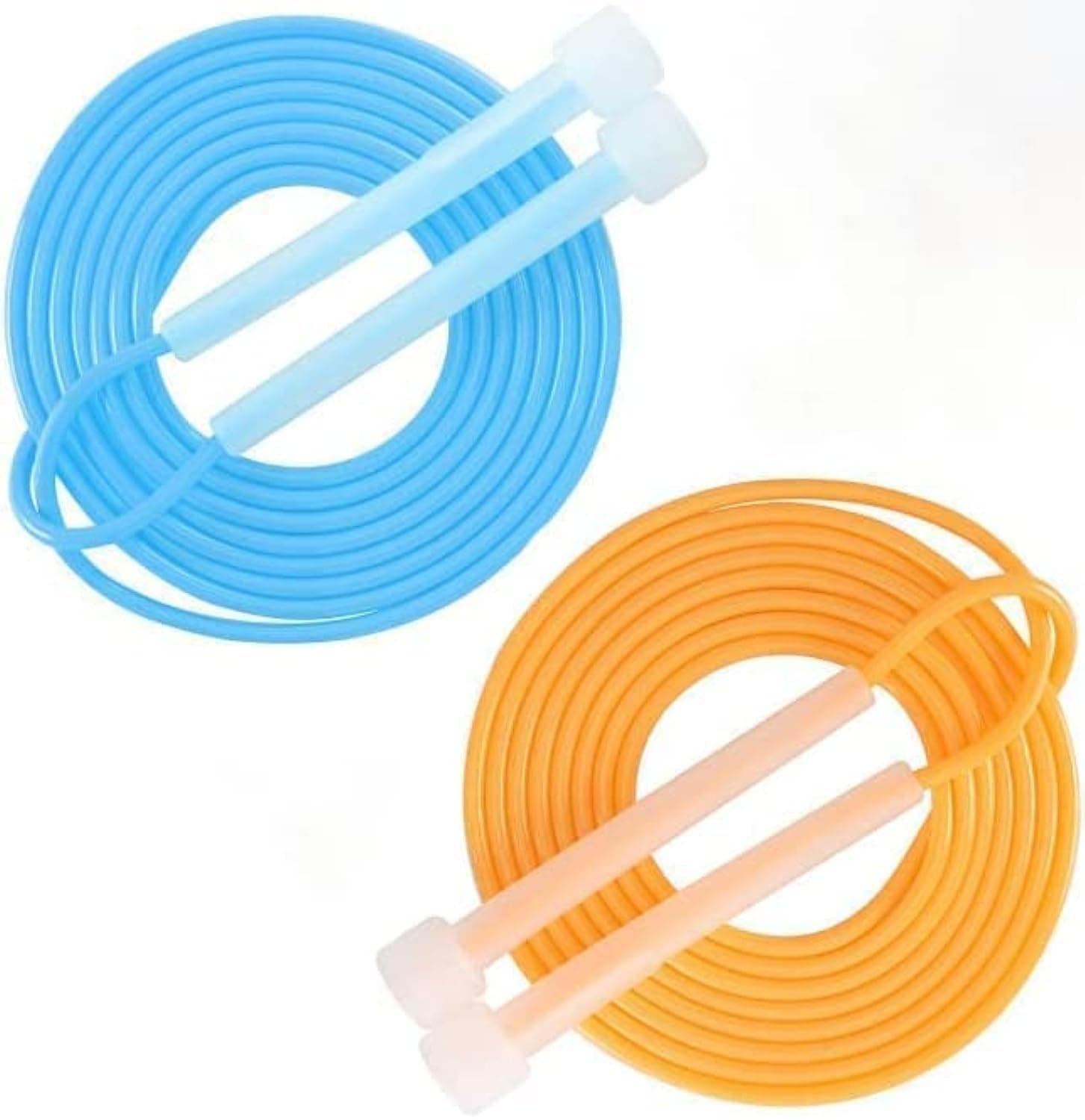 Speed Jump Ropes for Fitness, 2-Pack Adjustable Skipping Rope with Non-slip Plastic Handles, Lightweight PVC Tangle-Free Workout Jump Ropes Crossfit Equipment for Athletes, Men, Women and Kids