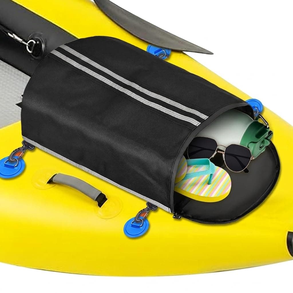 Waterproof Deck Bag, Paddleboard Storage Bag, Kayak Dry Pack, Oxford Fabric with Insulated Cooler Compartment for SUP, Surfboard, Boating, Fishing, Outdoor Water Sports, Black, 1 Piece