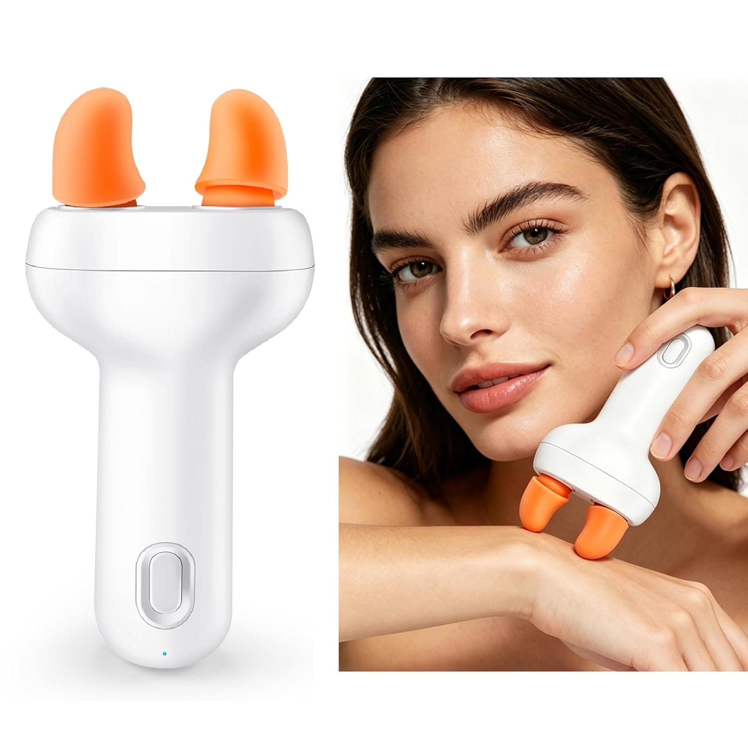 Mini Shiatsu Kneading Handheld Massager | Relaxation Gift for Travel,Office | Portable Massage Tool for Neck Hands & Wrist, Ultra Quiet Rechargeable Stress Relief Tool with 4 Heads & 2 Speeds