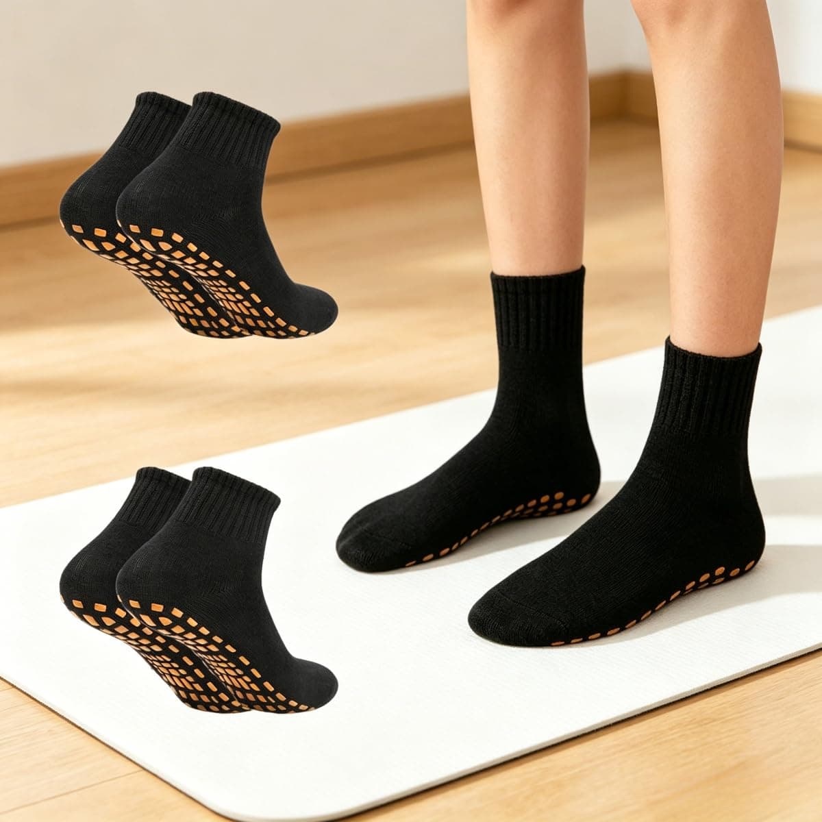 2-pack Unisex Sports Socks, Suitable For Indoor Floor Activities Such As Yoga, Pilates, Ballet, And Trampoline Exercises.