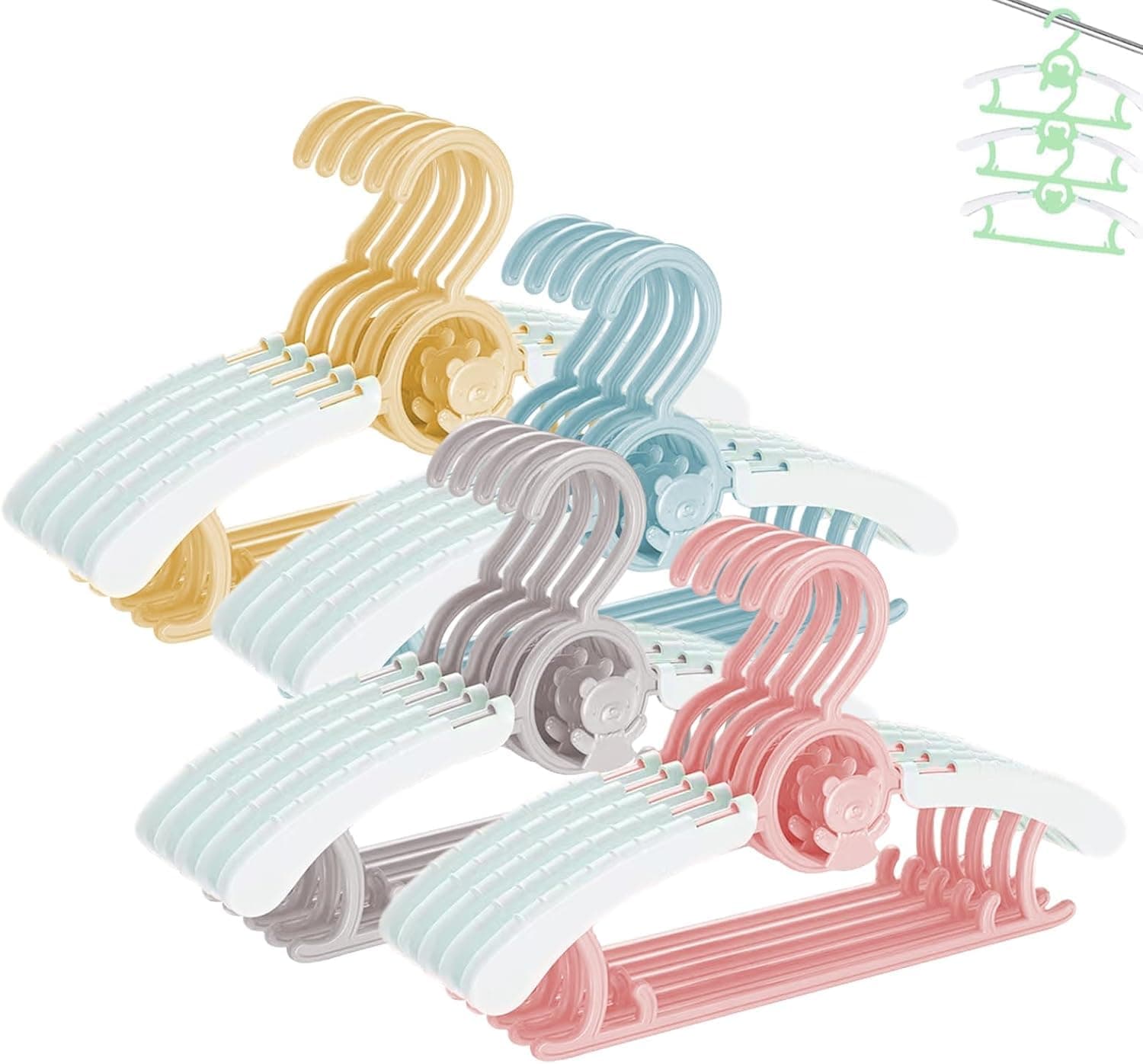 YelaJoy 40Pcs Kids Hangers,Baby Nursery Closet Hangers,Ultra-Thin Non-Slip Laundry Infant Pant Hangers for Newborn Clothes,Adjustable Children Coat Hanger for Girl Boy Toddler Kids Child