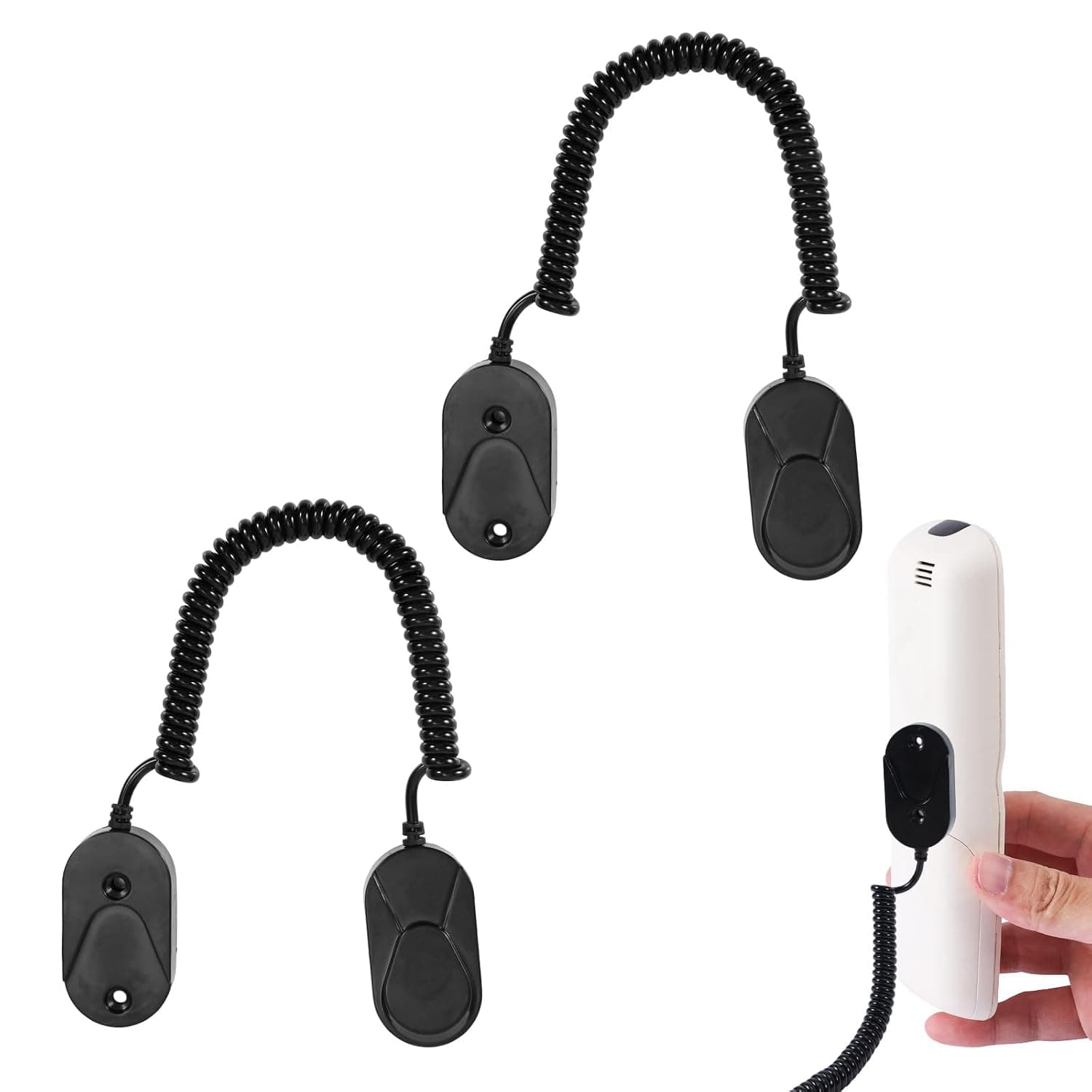 2pcs Magnetic Remote Control Holders, Retractable 6.3-47.24 Inch Wall Mount Self Adhesive Remote Control Holder with Spring Ropes for Home Office School Supply Storage