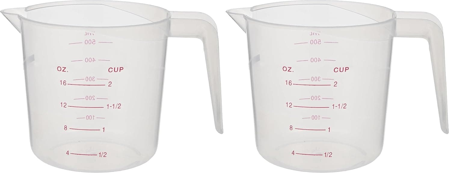 Royalford 500 ML Measuring Jug – BPA Free Measuring Cup - Measure Liquid, Oil and Baking Items for Kitchen & Restaurant Purpose - Microwave, Freezer & Dishwasher Safe – Cook with Accuracy (Pack of 2)