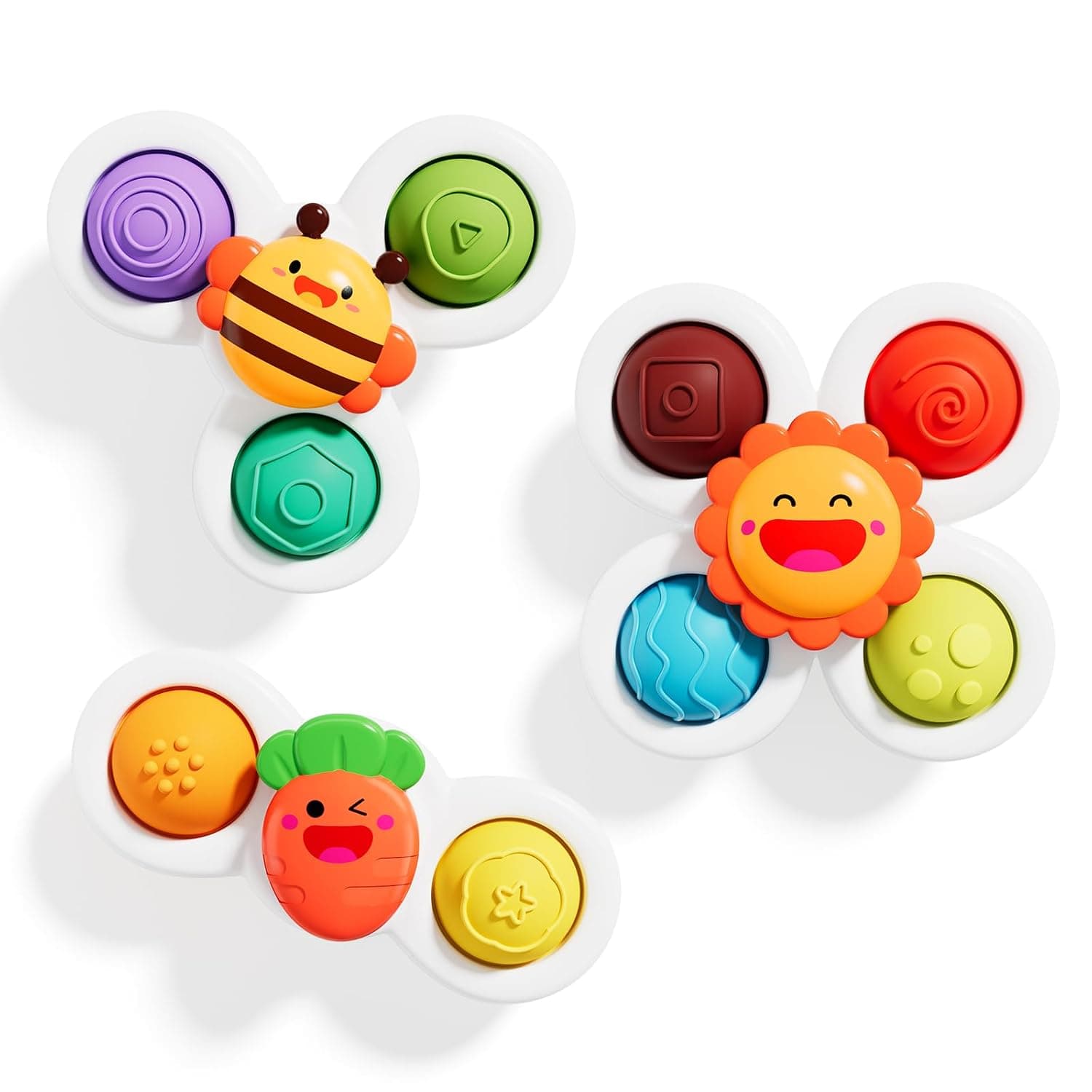 ALASOU 3PCS Pop up Suction Cup Spinner Toys for 1 Year Old Boy Girl|Novelty Spinning Tops Toddler Toys Age 1-2|Sensory Baby Bath Toys for Toddlers 1-3|6 12 18 Months Boy Birthday Gift for Infant
