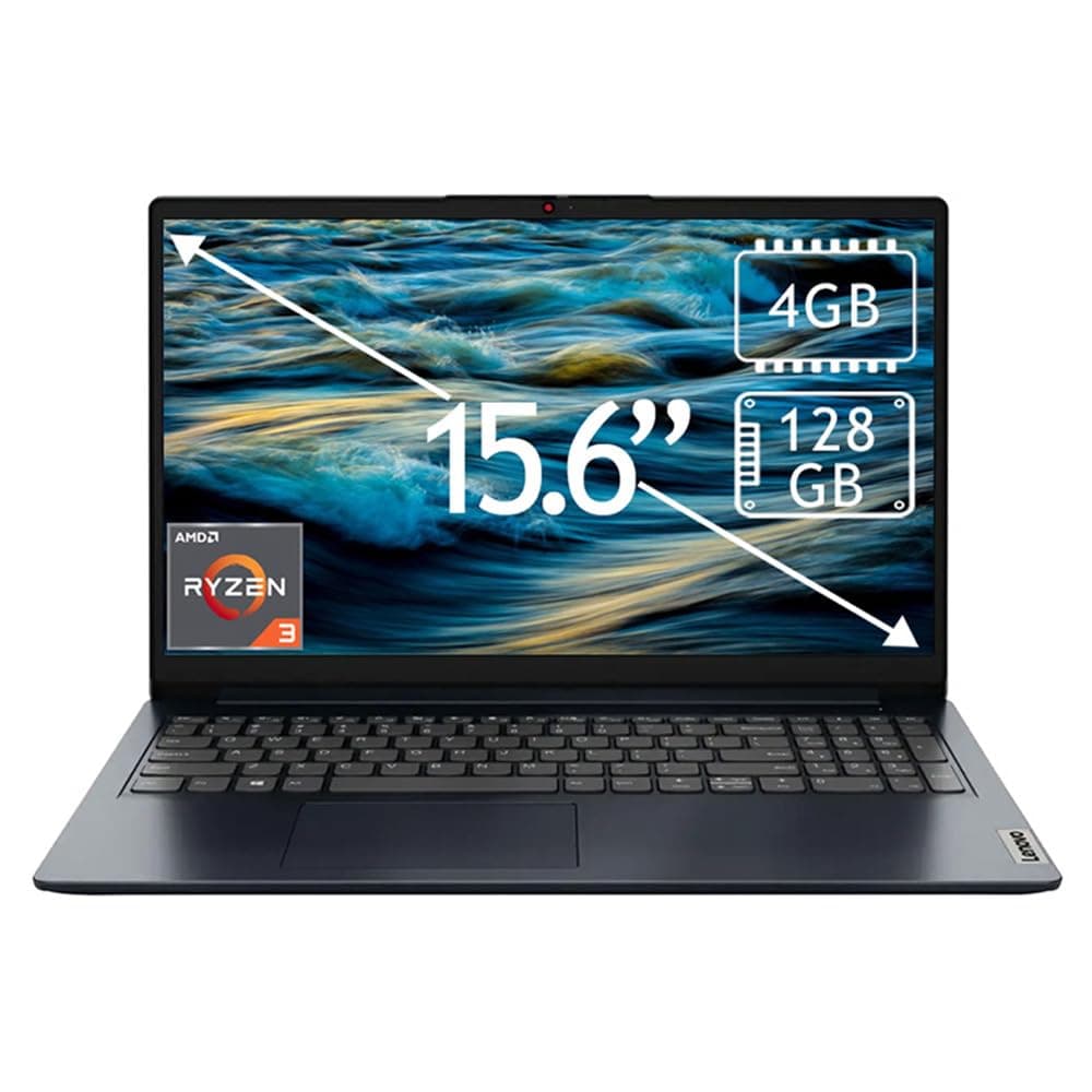 15.6" FHD Laptop - AMD Ryzen 3 & Radeon - 4GB RAM, 128GB SSD - Abyss Blue by Lenovo