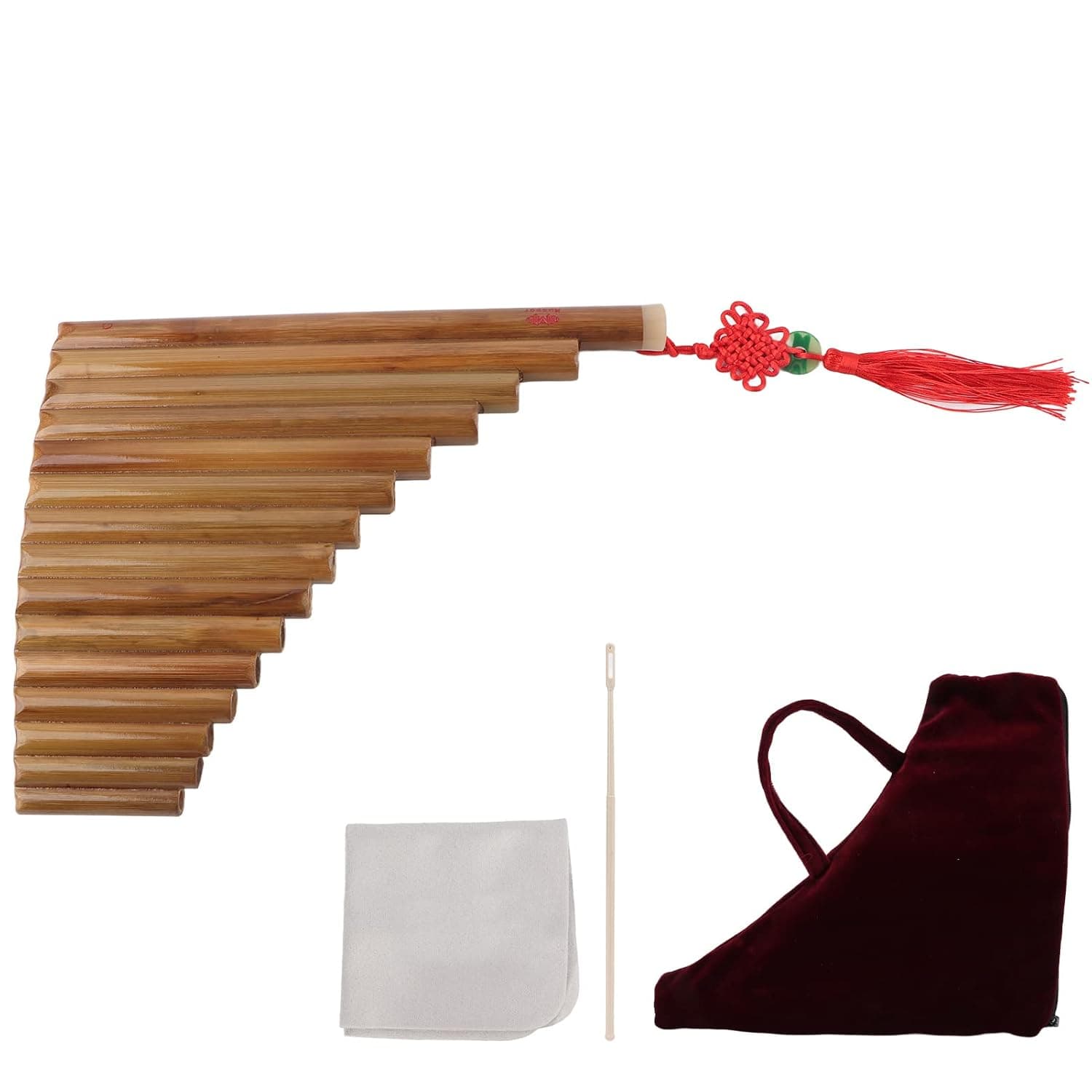 Pan Flute Bamboo 15 Pipes G Key Beginners Woodwind Instrument Traditional Musical Tone
