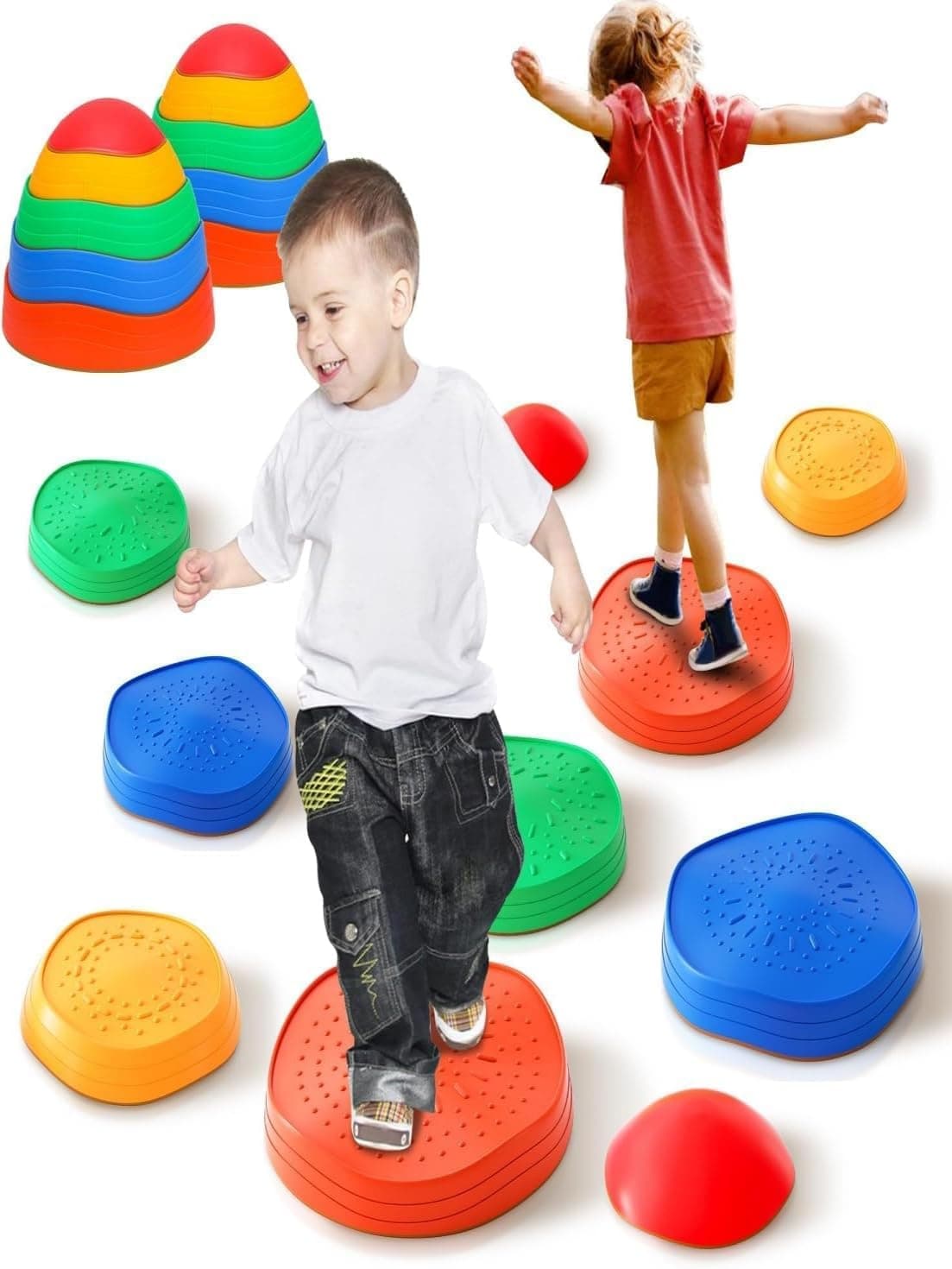 Andanna Stepping Stones for Kids Toddlers 1-3 Toddler Stepping Stones for Balance Coordination Full Body Workout Non-Slip Rubber Bottom Sturdy Durable Material for Indoor Outdoor Play