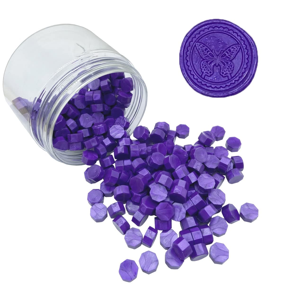 200pcs Purple Sealing Wax Beads Octagon Wax Seal Beads Bulk for Wedding Invitations Wax Seal Stamp Xmas Gift Wrapping Card Envelope Seal