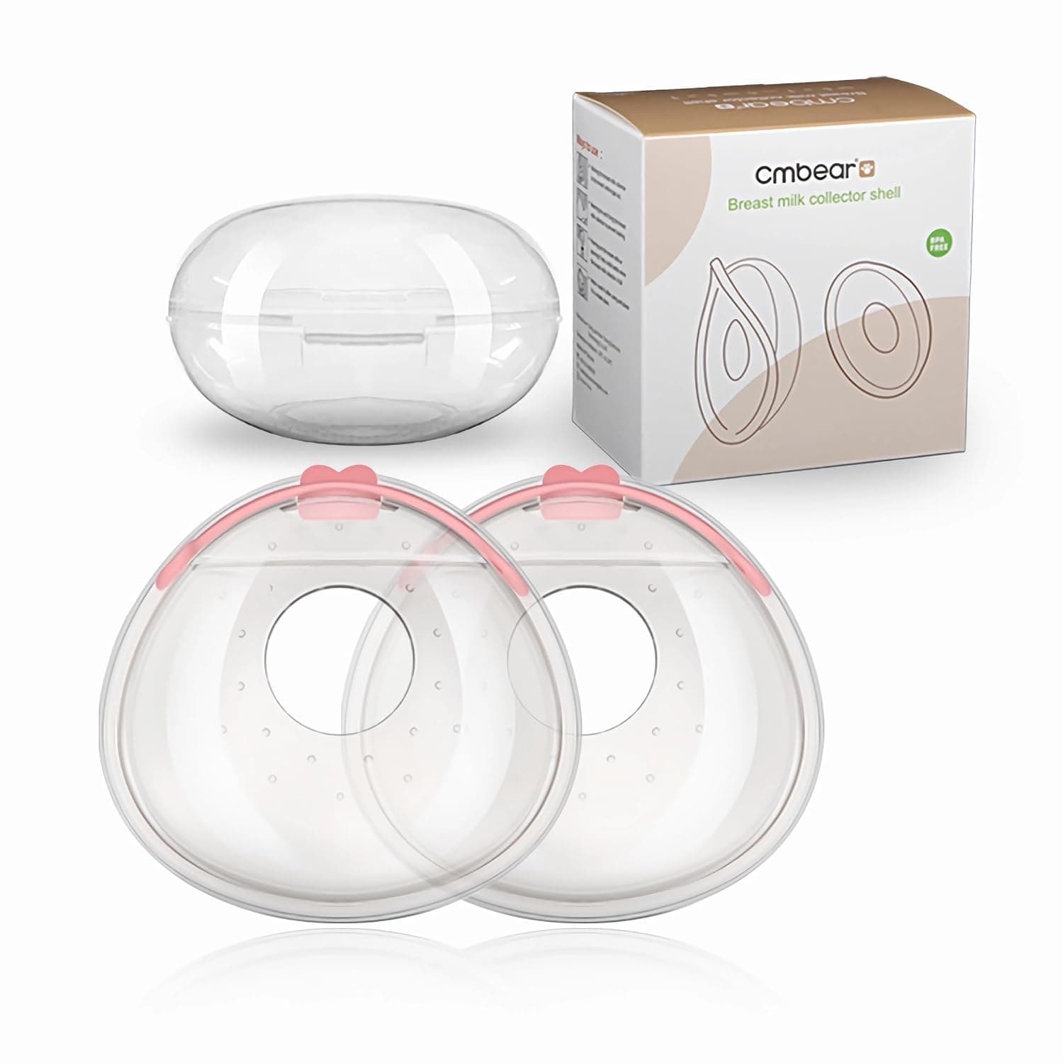 Silicone Breast Milk Collector, Leakproof Nursing Pads for Breastfeeding, Soft Nipple Pain Relief Shells, Reusable Milk Savers, Safe & Easy to Carry (2-Pack)