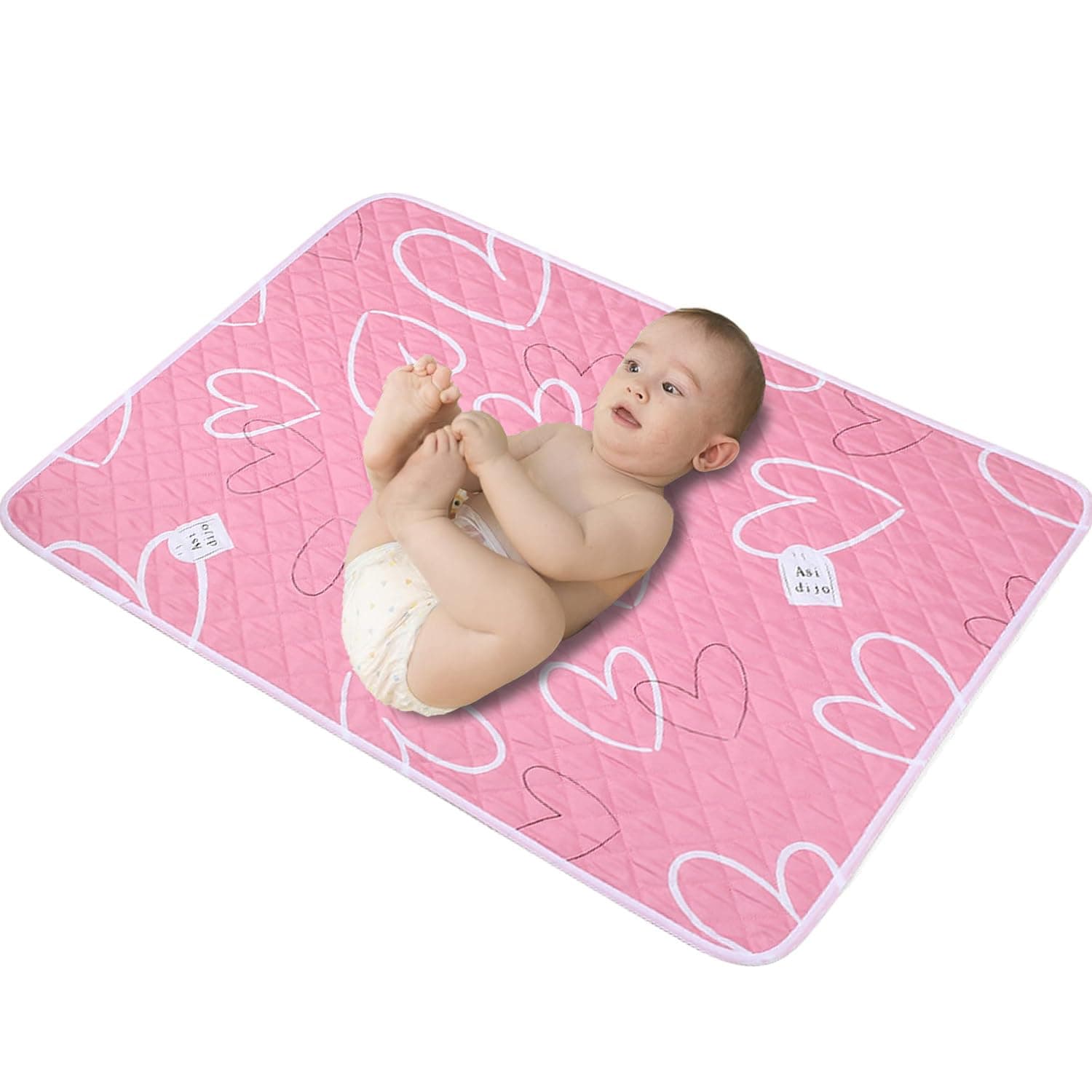 Baby Diaper Changing Pad | Waterproof & Reusable Changing Pad Liners | Soft, Absorbent & Portable Changing Mat for Home, Travel & Diaper Bags | Machine Washable (Pink)